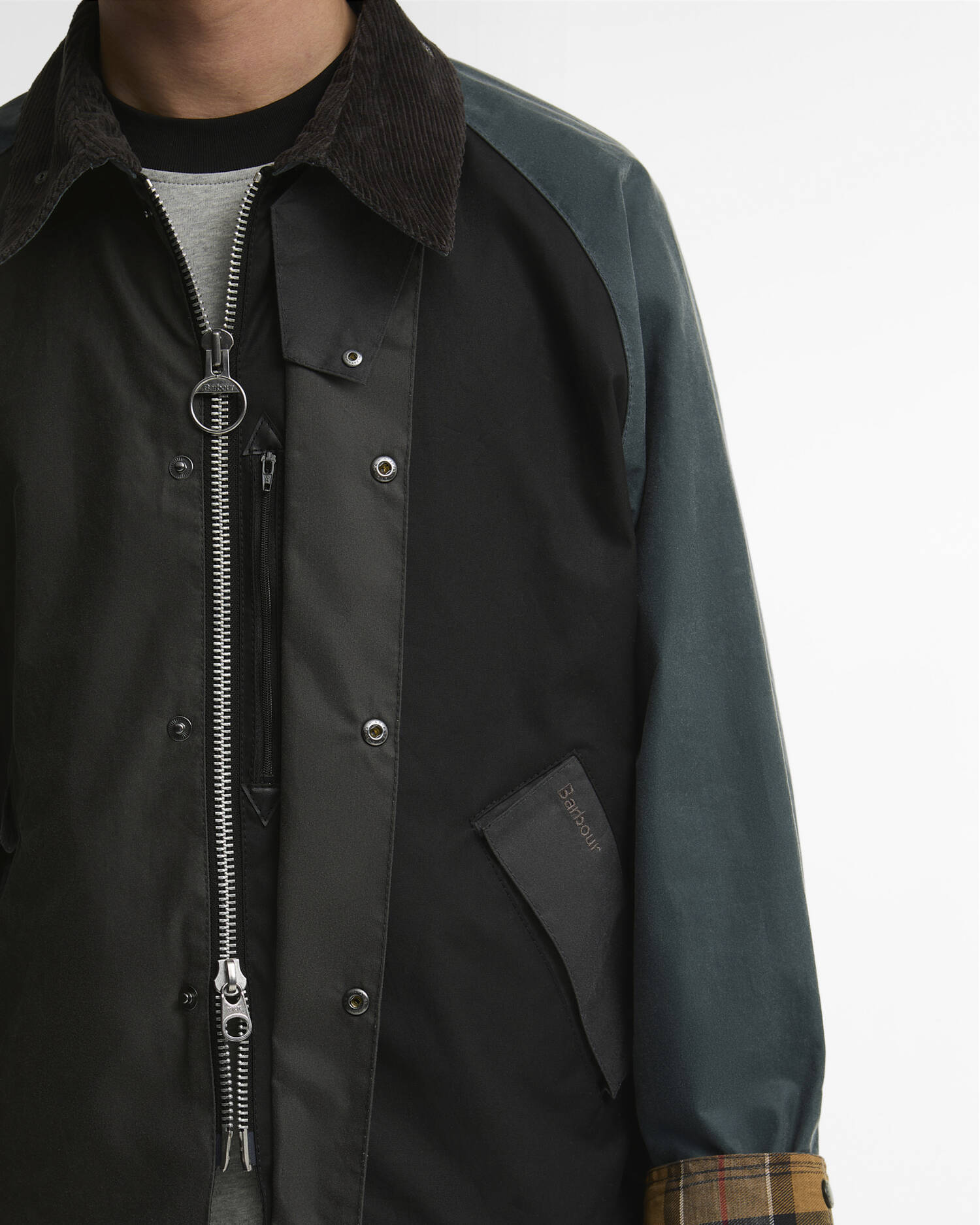 Patchwork Transport Waxed Jacket Black Multi image number 4