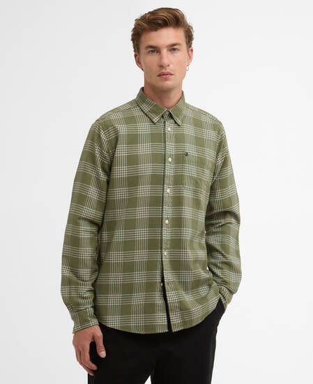 Heanes Waffle Check Long-Sleeved Shirt Burnt Olive