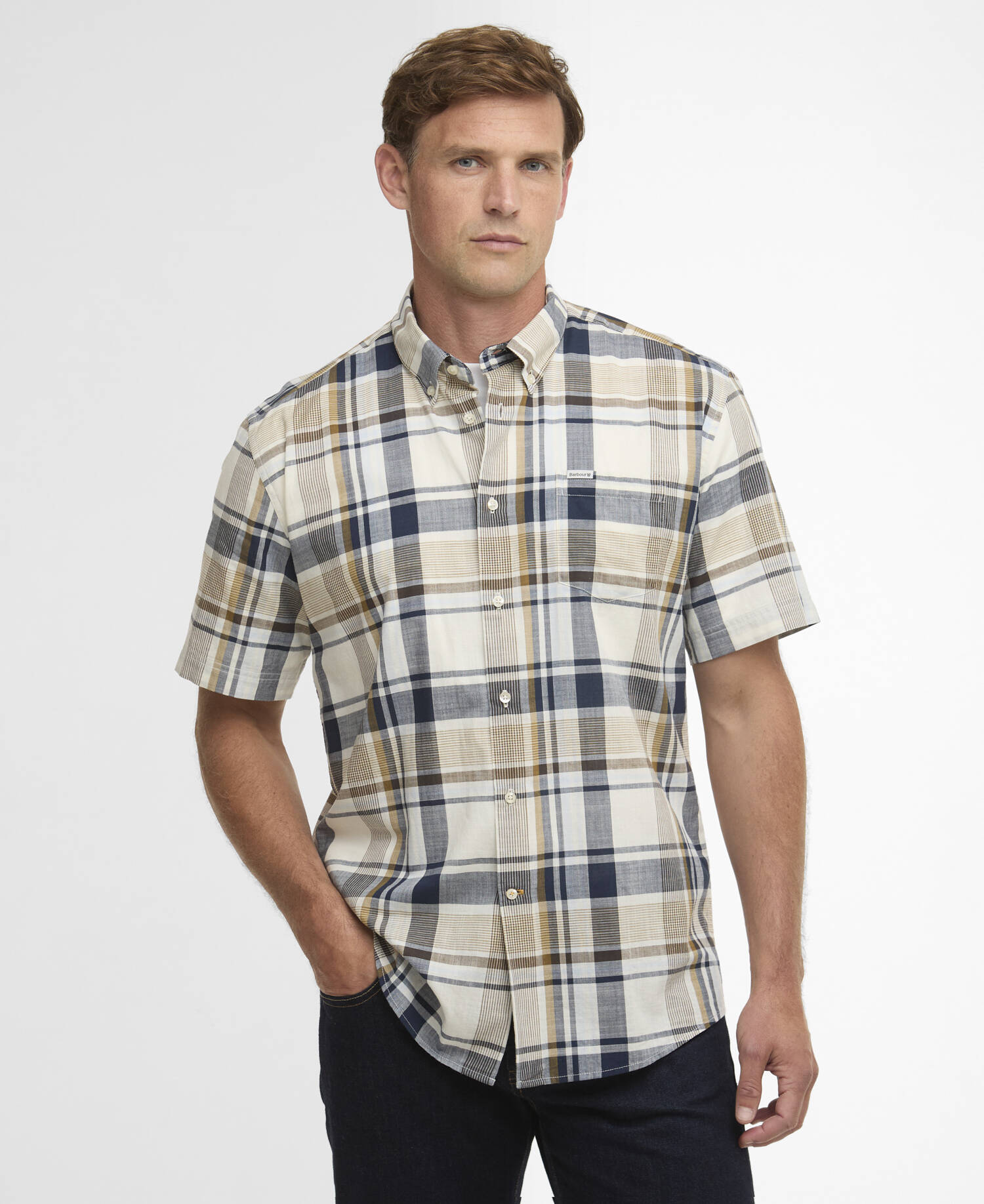 Swinfell Checked Regular Short-Sleeved Shirt Russet image number 0