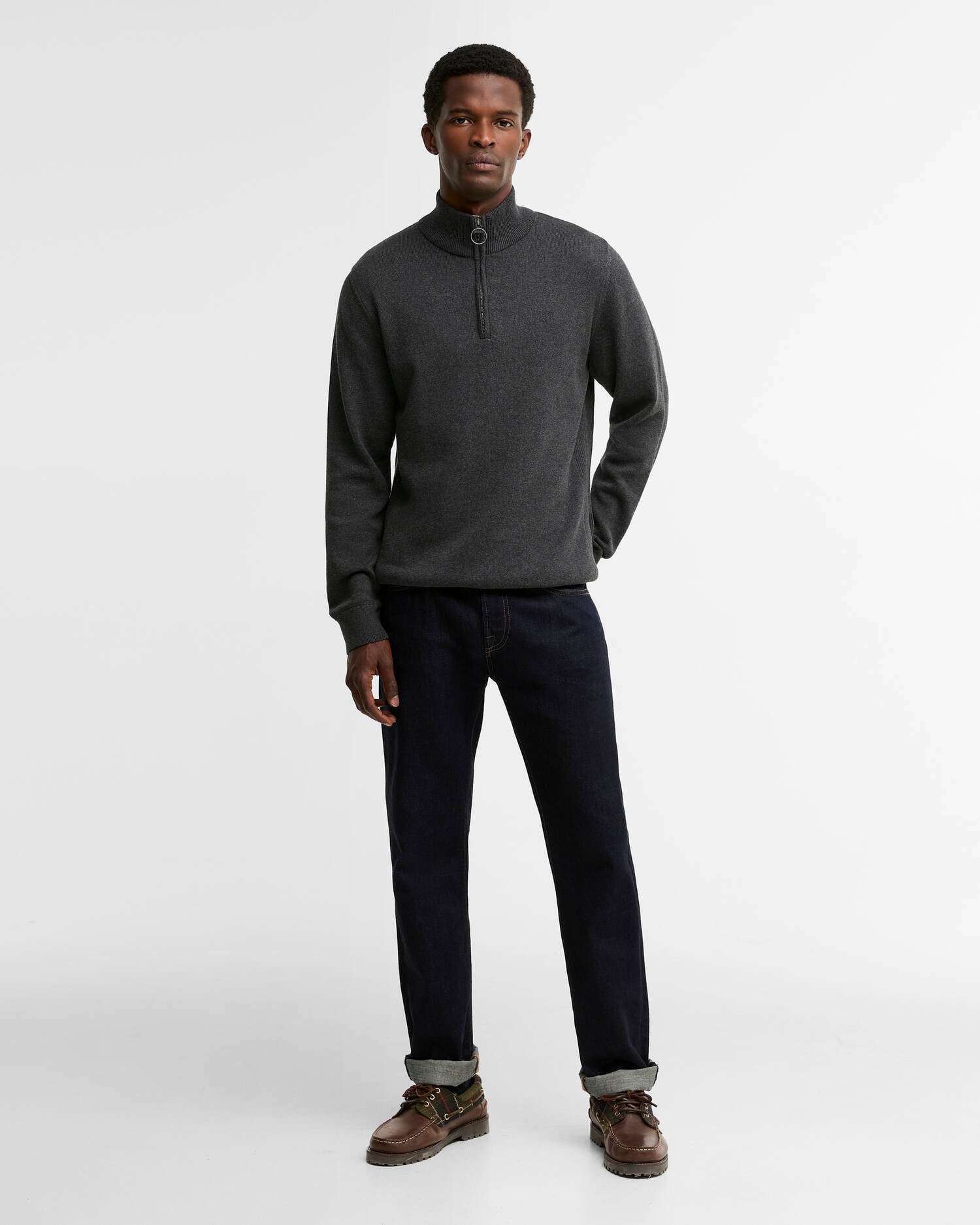 Cotton Quarter-Zip Jumper Charcoal image number 1