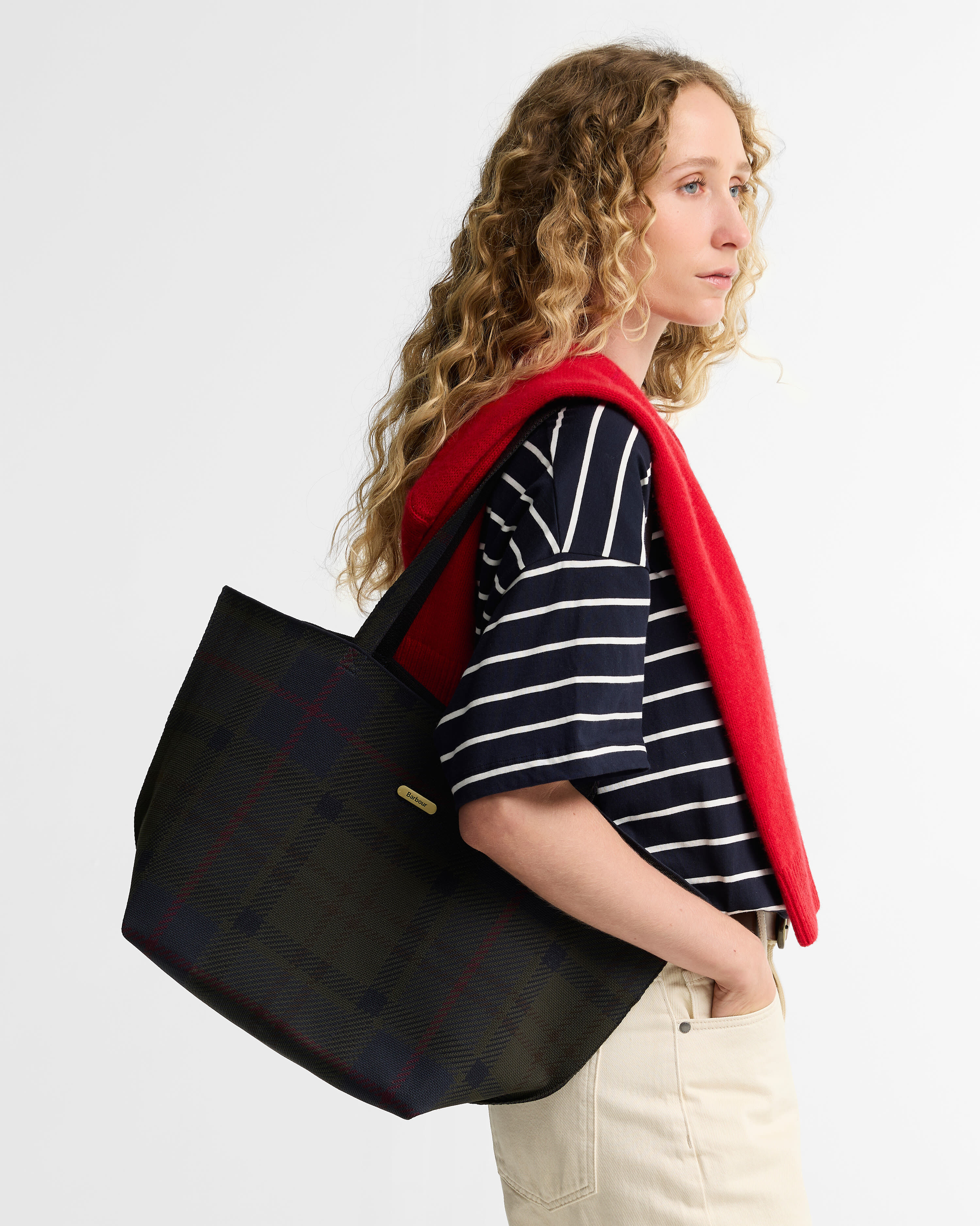 Layla Tartan Large Tote Bag Shadow Classic Tartan