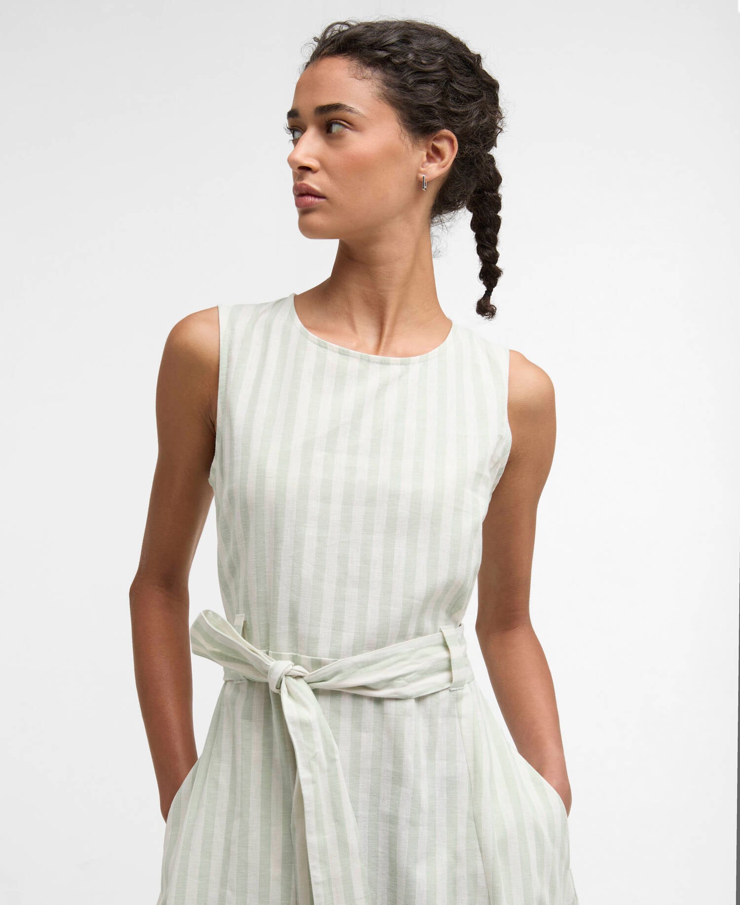 Inez Striped Midi Dress Spearmint Stripe image number 3