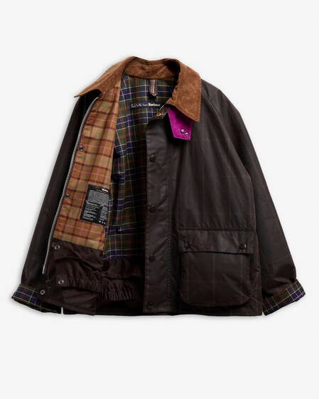 Paul Smith Loves Barbour Transport Windowpane Waxed Jacket Rustic/Bark