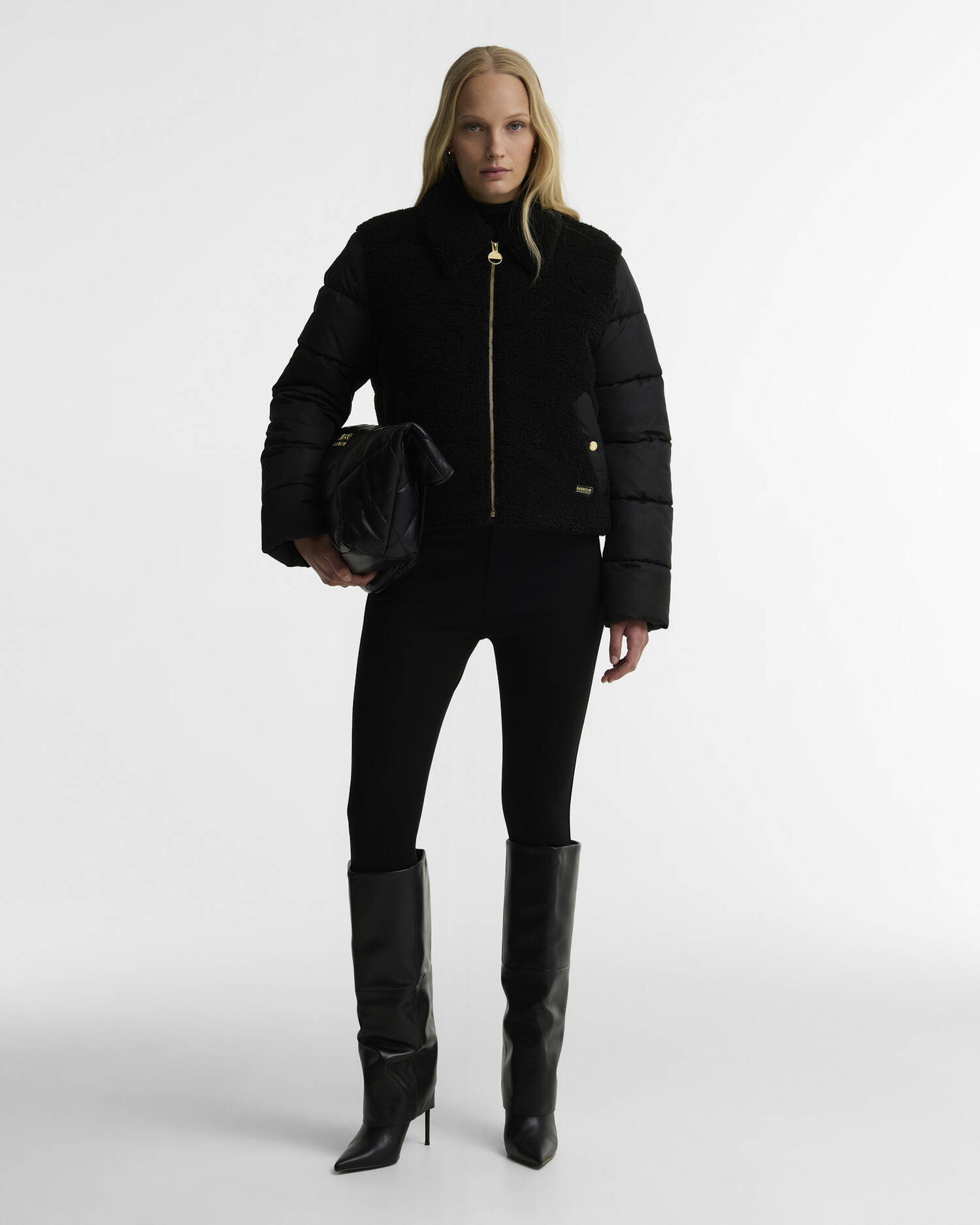 Luna Fleece Quilted Jacket Black image number 1