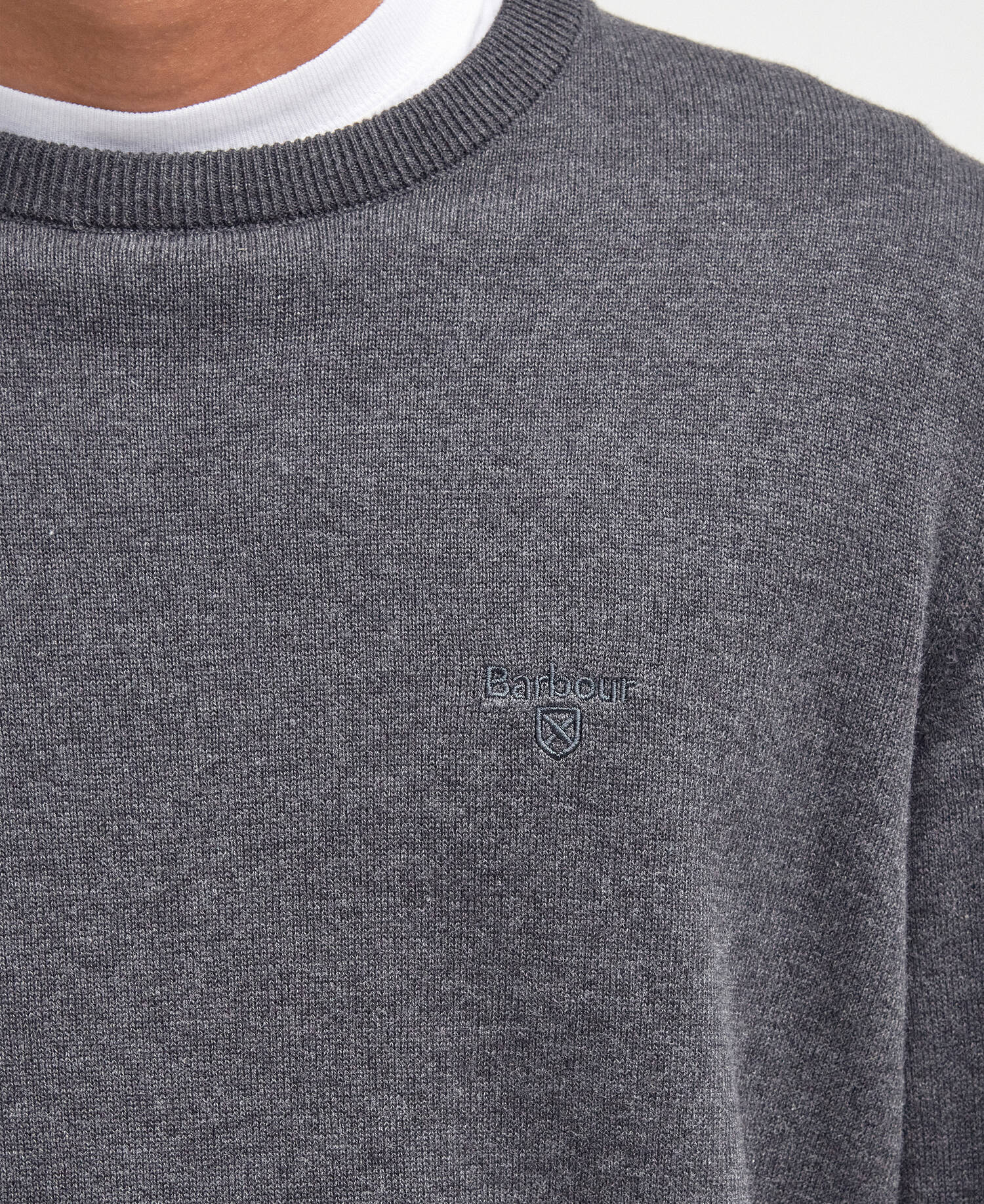 Pima Cotton Crew Neck Jumper Charcoal image number 4