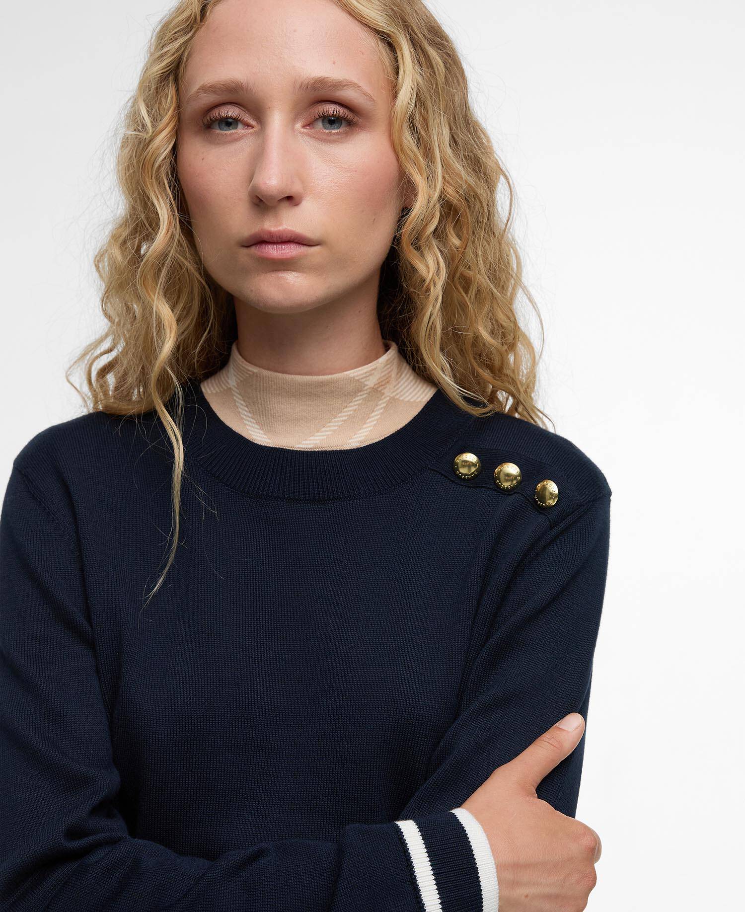 Maglione girocollo lavorato Avery Navy image number 3
