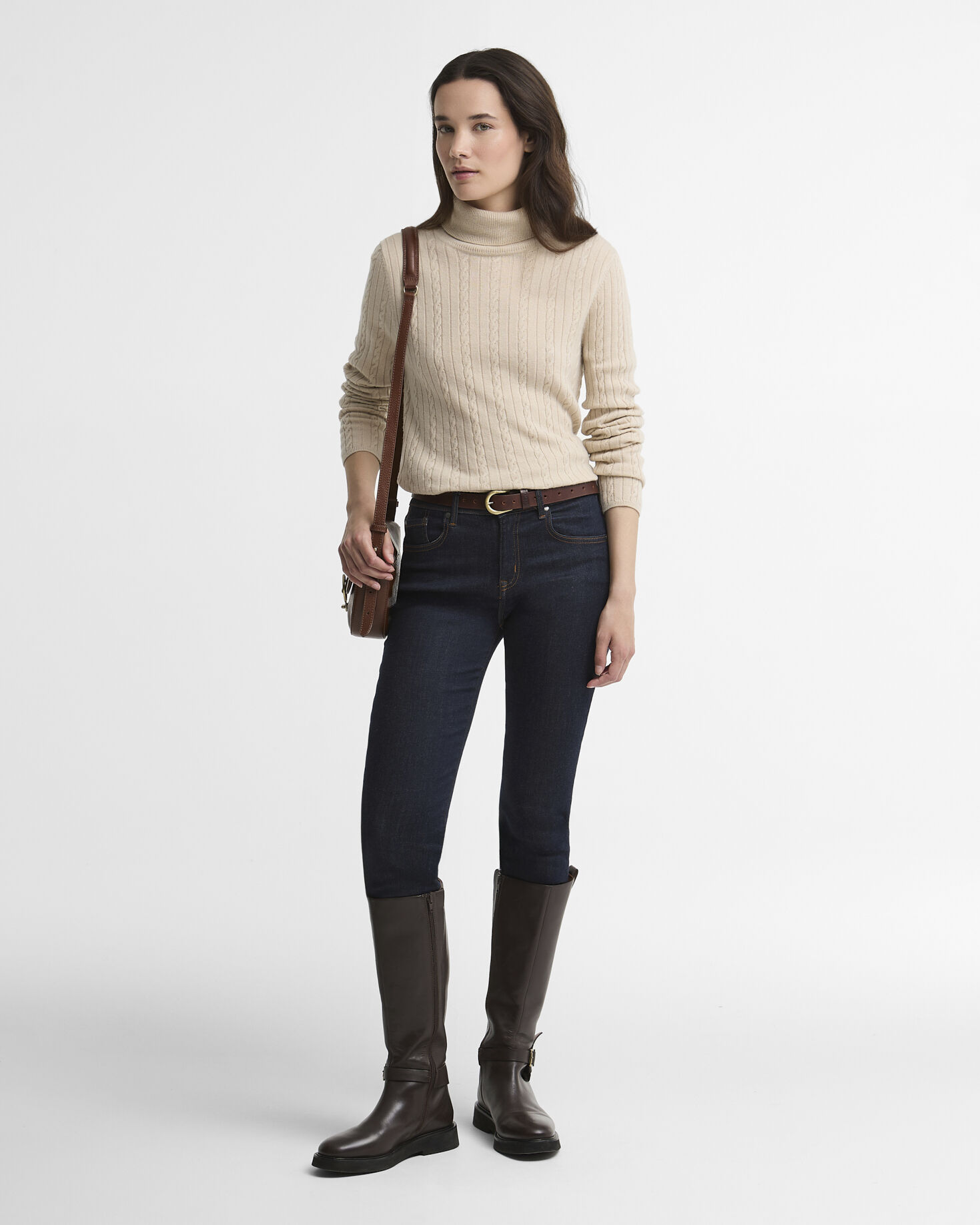 Georgette Cable Knit Rollneck Jumper Birch
