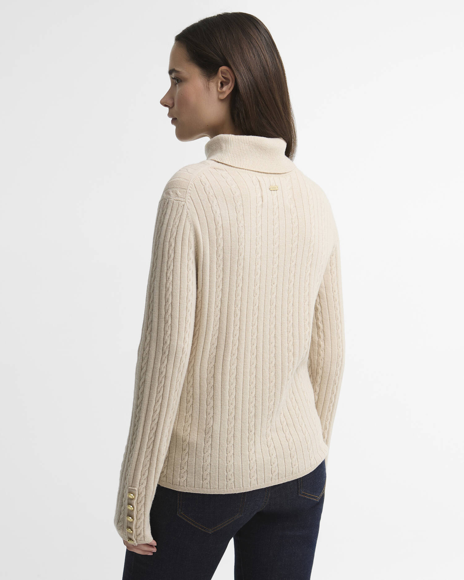 Georgette Cable Knit Rollneck Jumper Birch image number 2