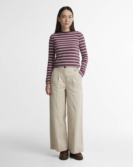 Marena Striped Long-Sleeved T-Shirt Wine Multi