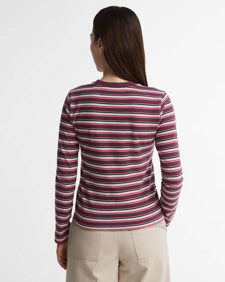 Marena Striped Long-Sleeved T-Shirt Wine Multi