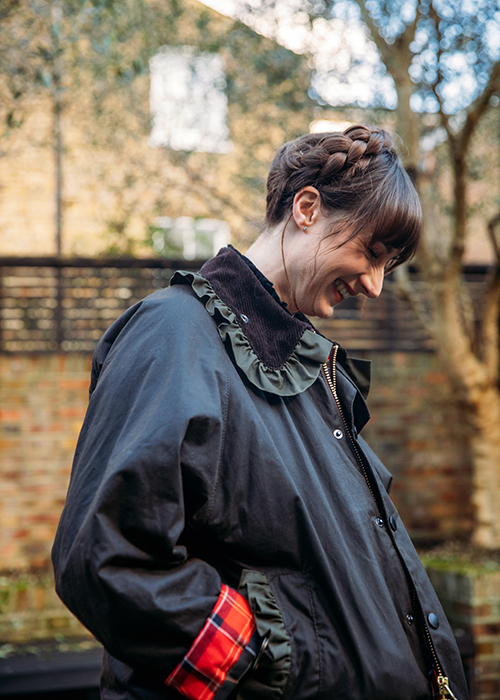 Victoria styles her Barbour wax jacket