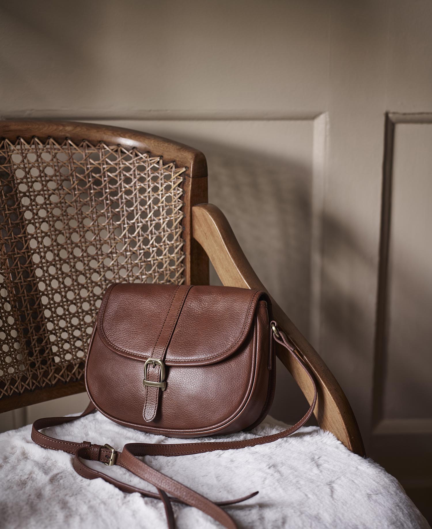 Shop the Barbour Laire Leather Saddle Bag in Brown Barbour