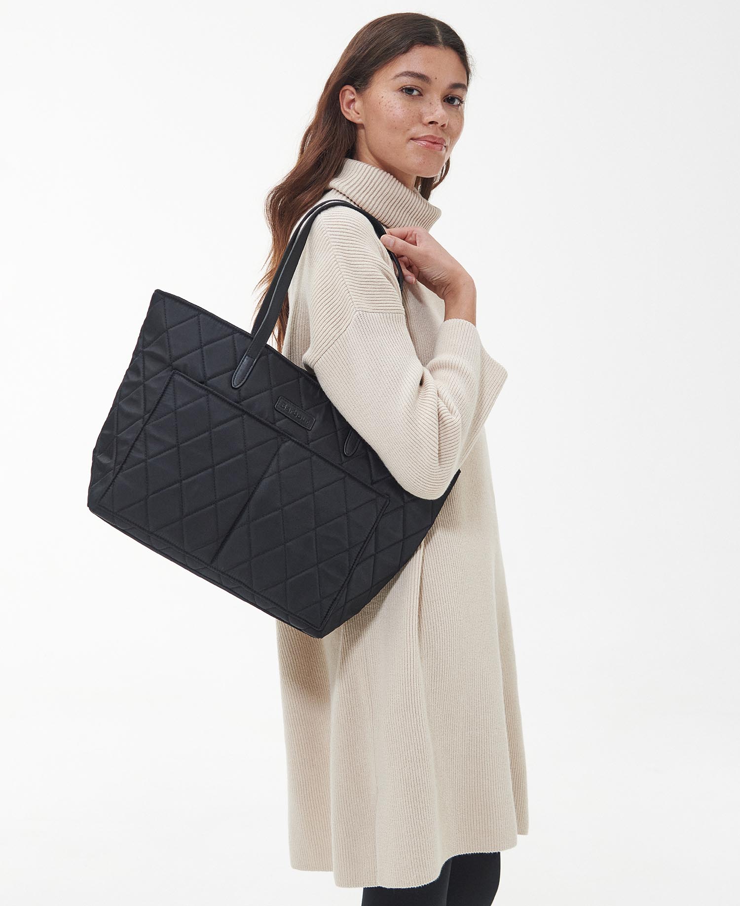Barbour leather on sale tote bag