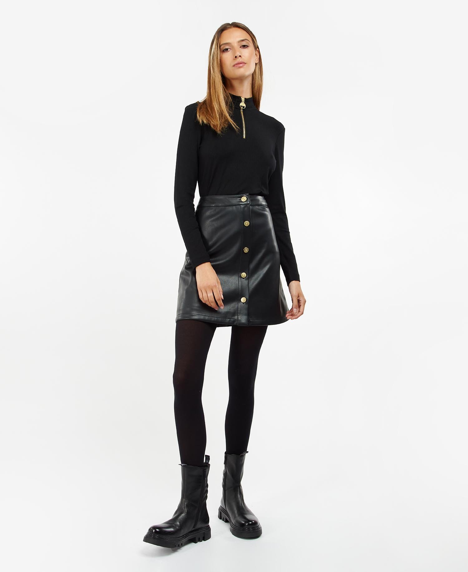 Bcbg black sales leather skirt