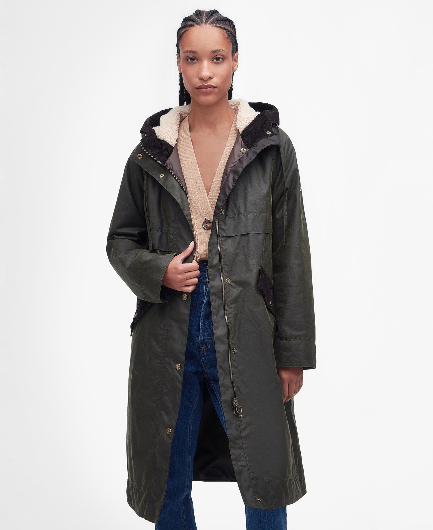 Long waxed jacket sale