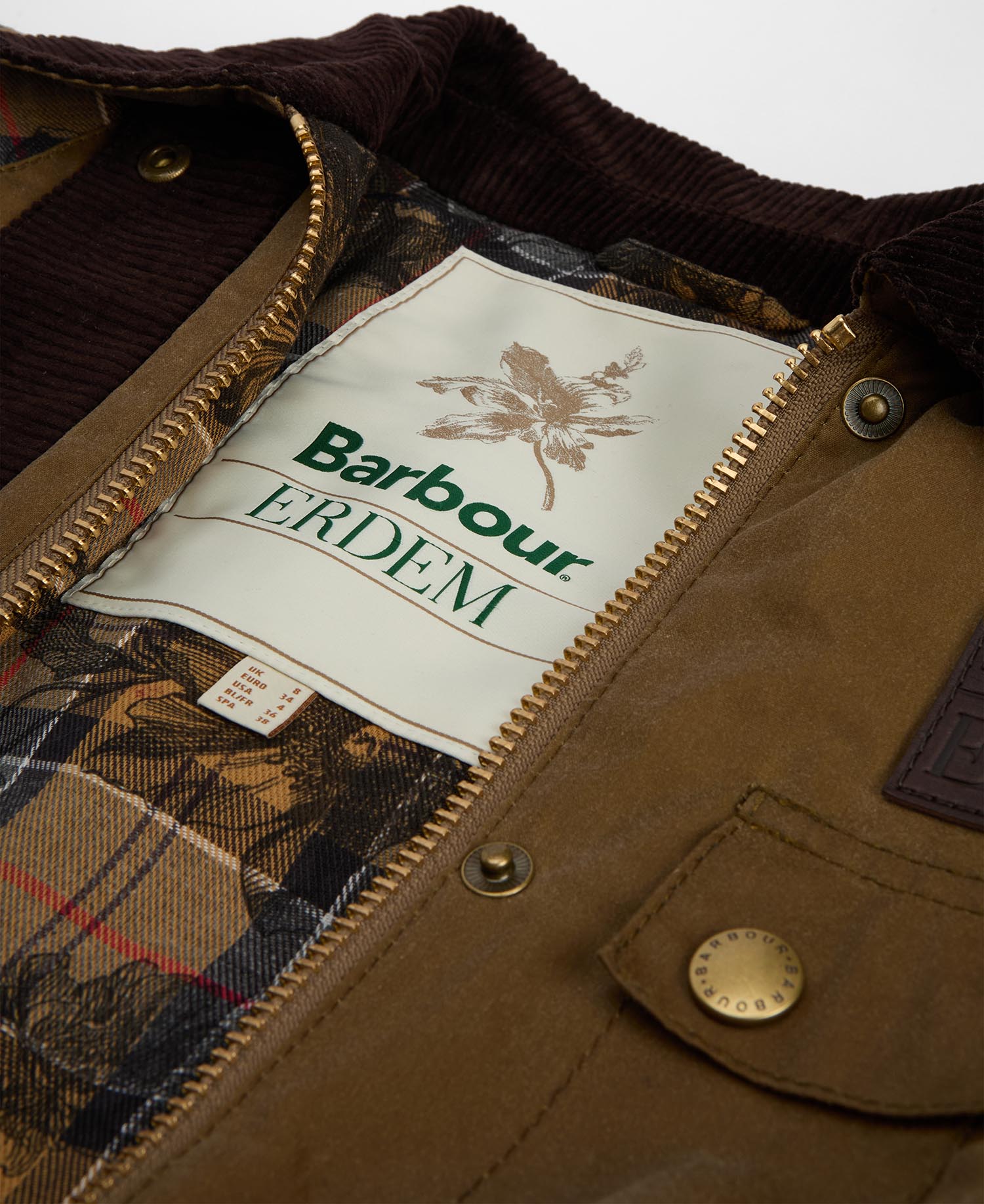 Shop the Barbour x ERDEM Constance Waxed Jacket in Beige Shop the Barbour x ERDEM Constance Waxed Jacket in Beige