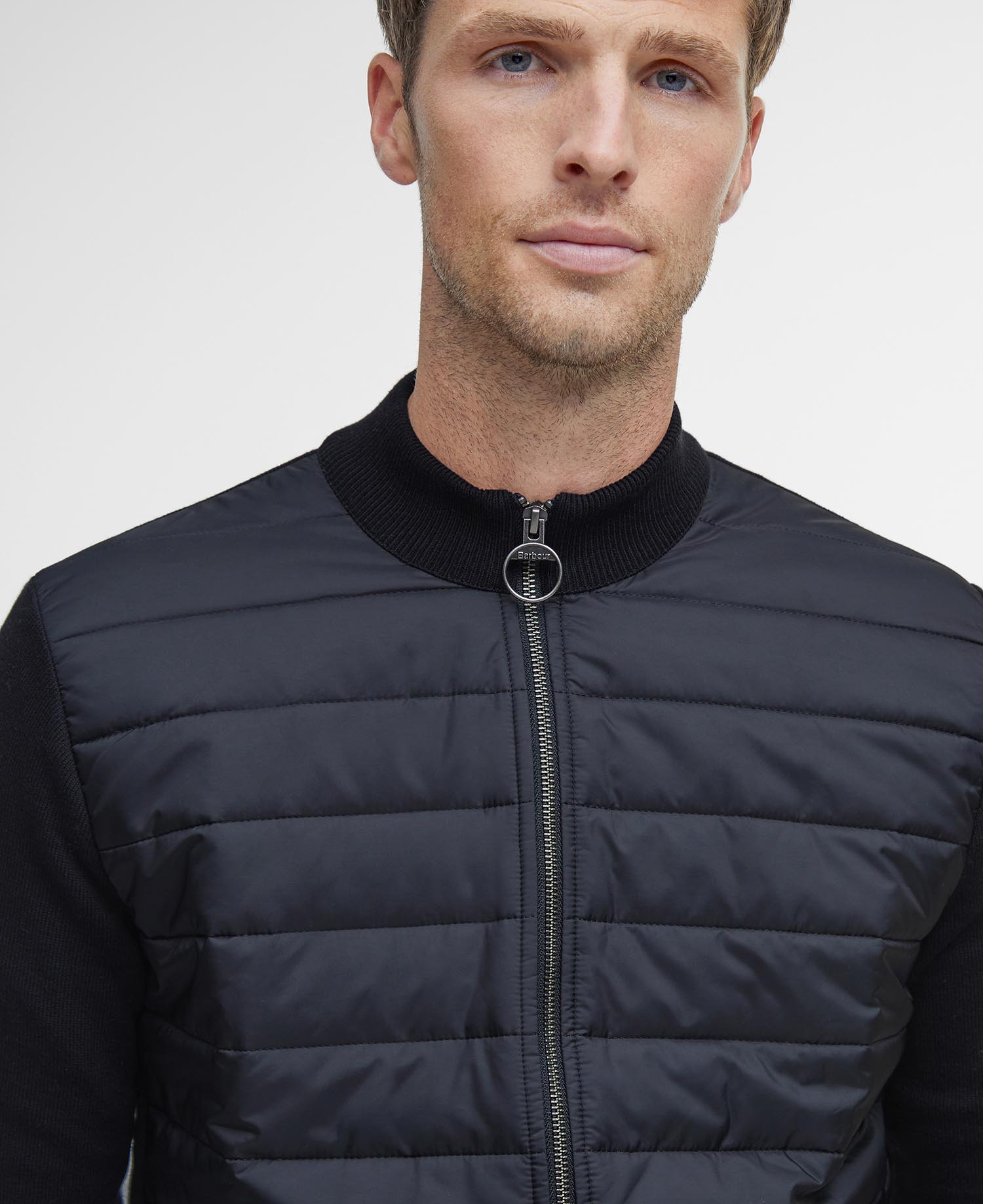 Barbour Carn Baffle Zip Thru Sweater in Black Barbour