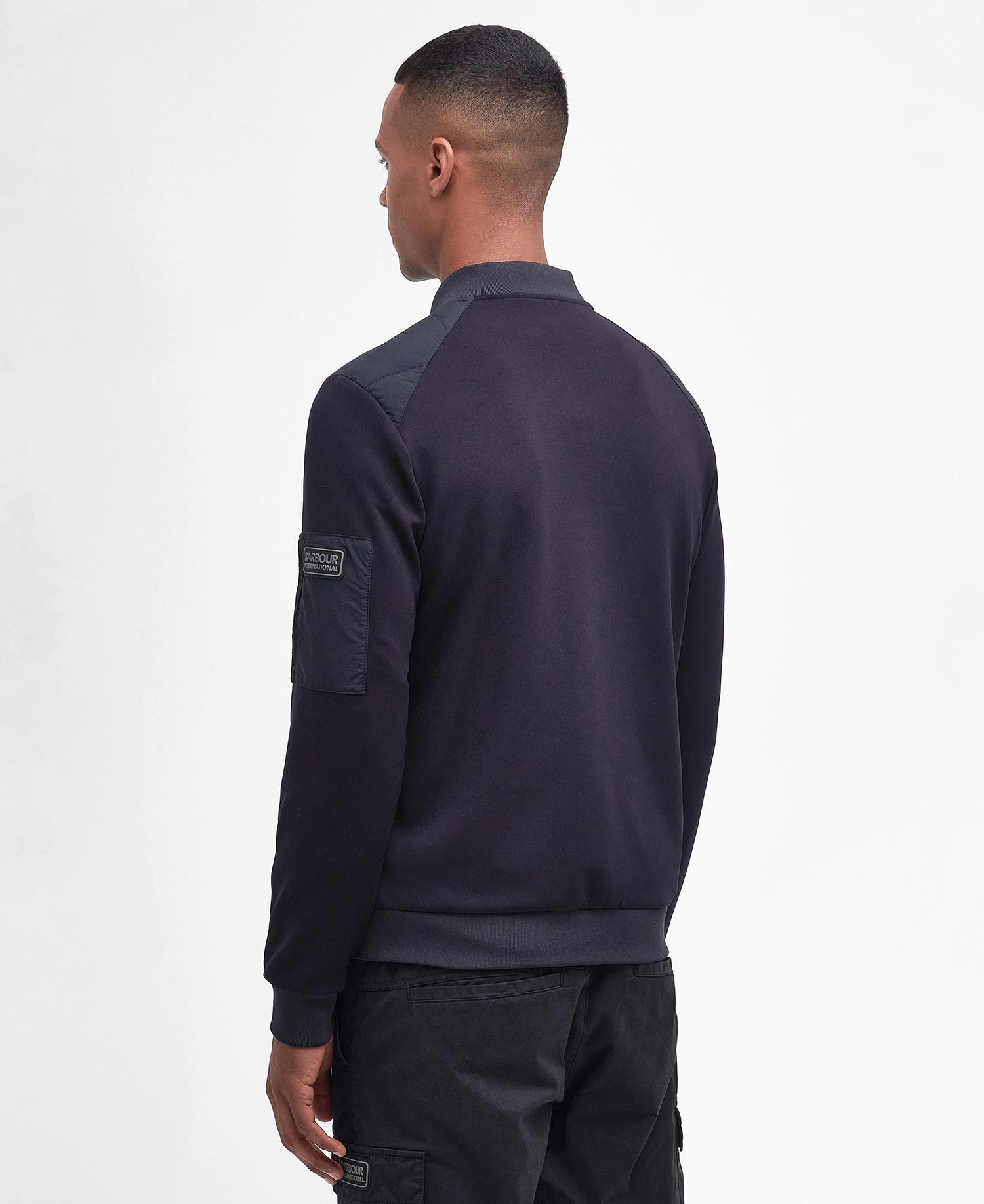 Barbour international playoff on sale quilted hoodie black
