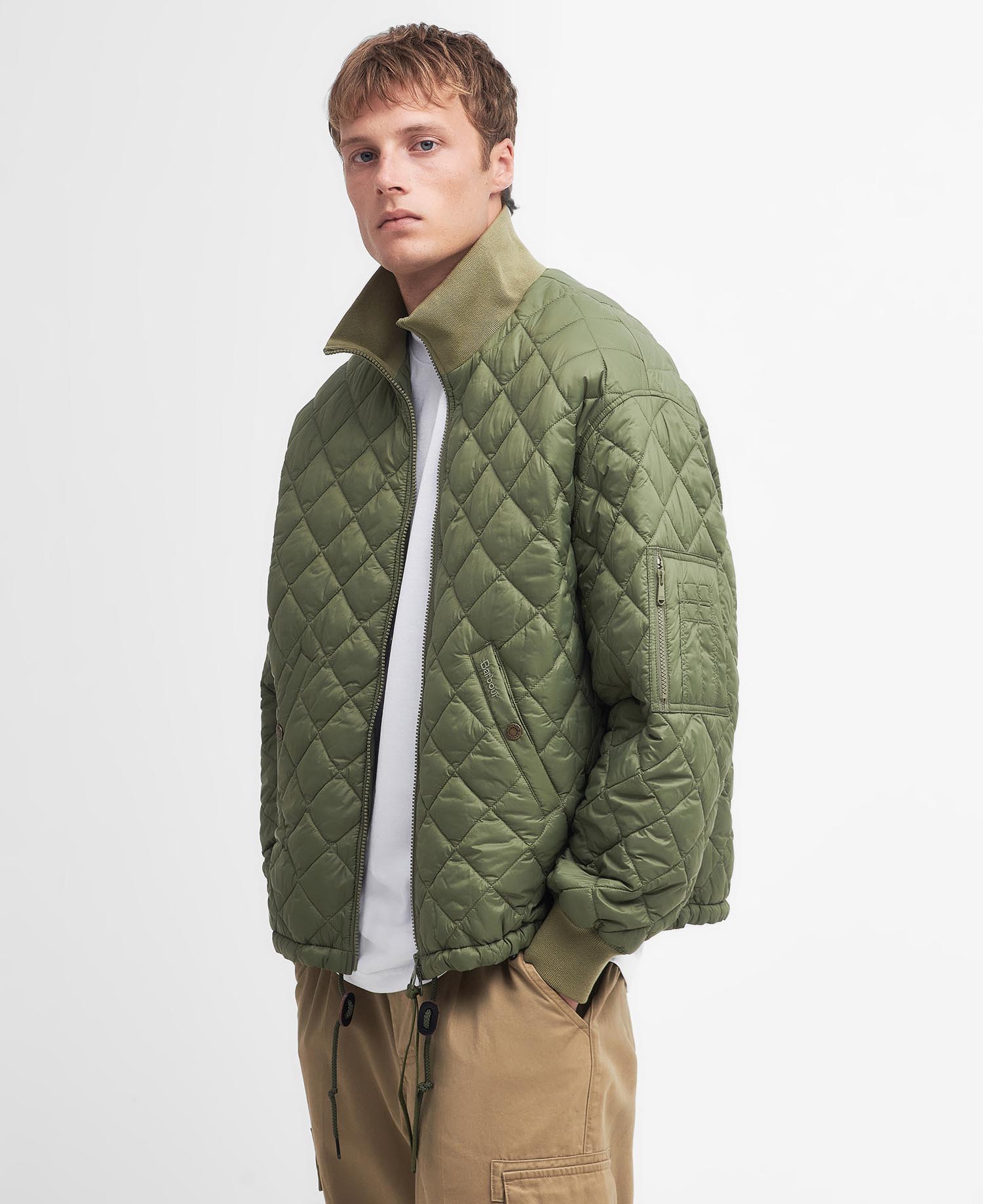 Mens barbour quilted bomber jacket top