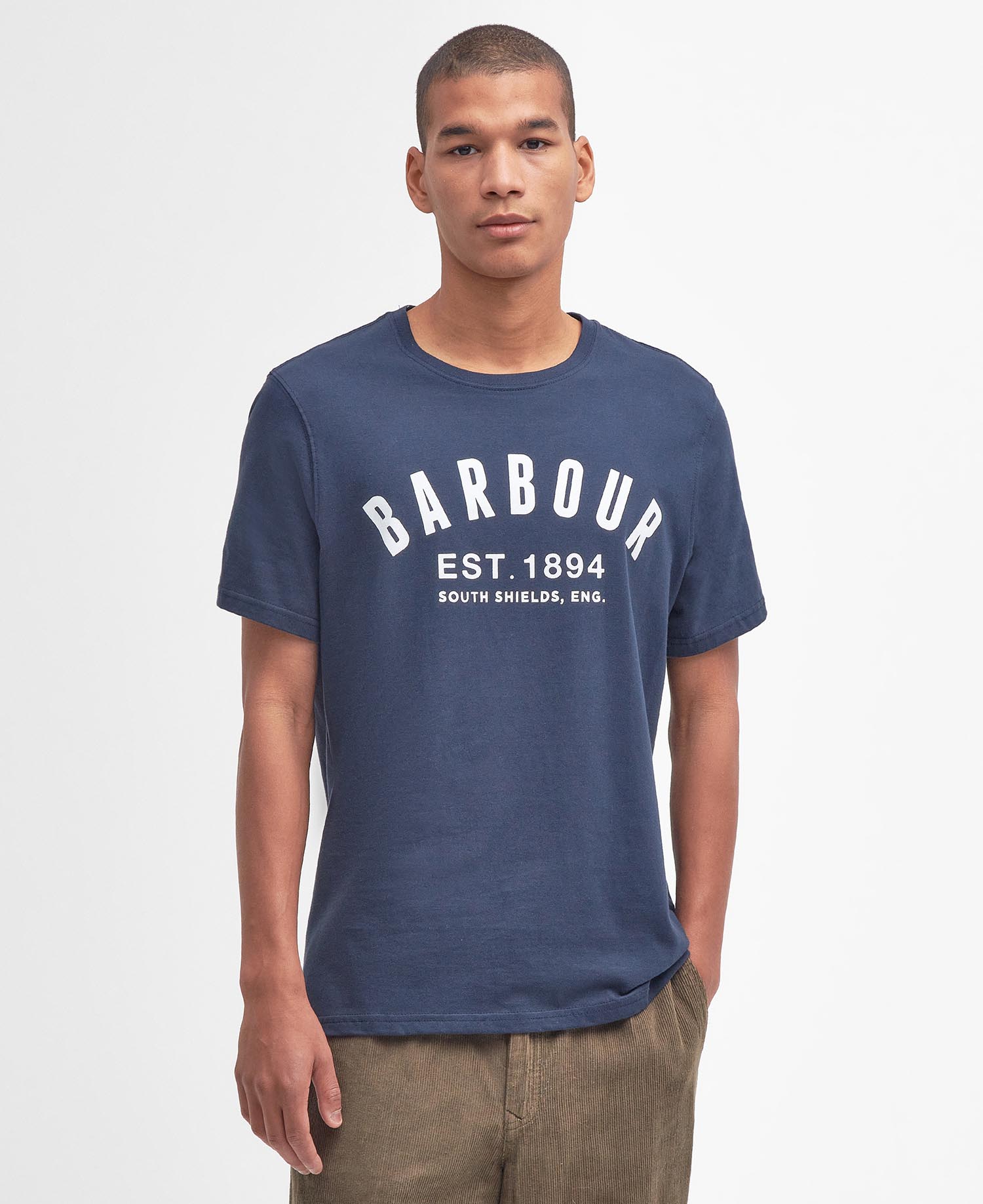 Barbour Ridge Logo T Shirt in Blue Barbour