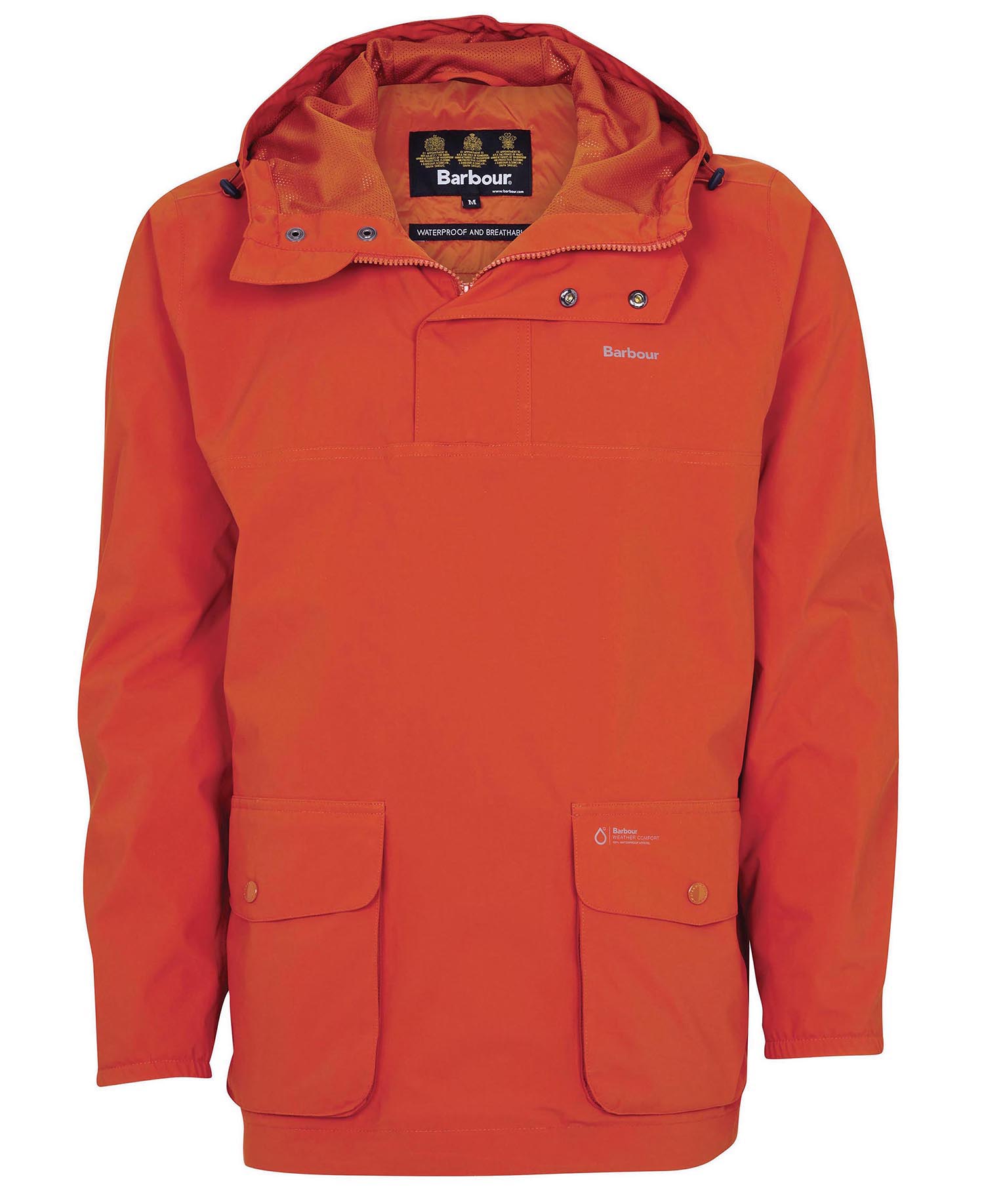 barbour orange rain jacket