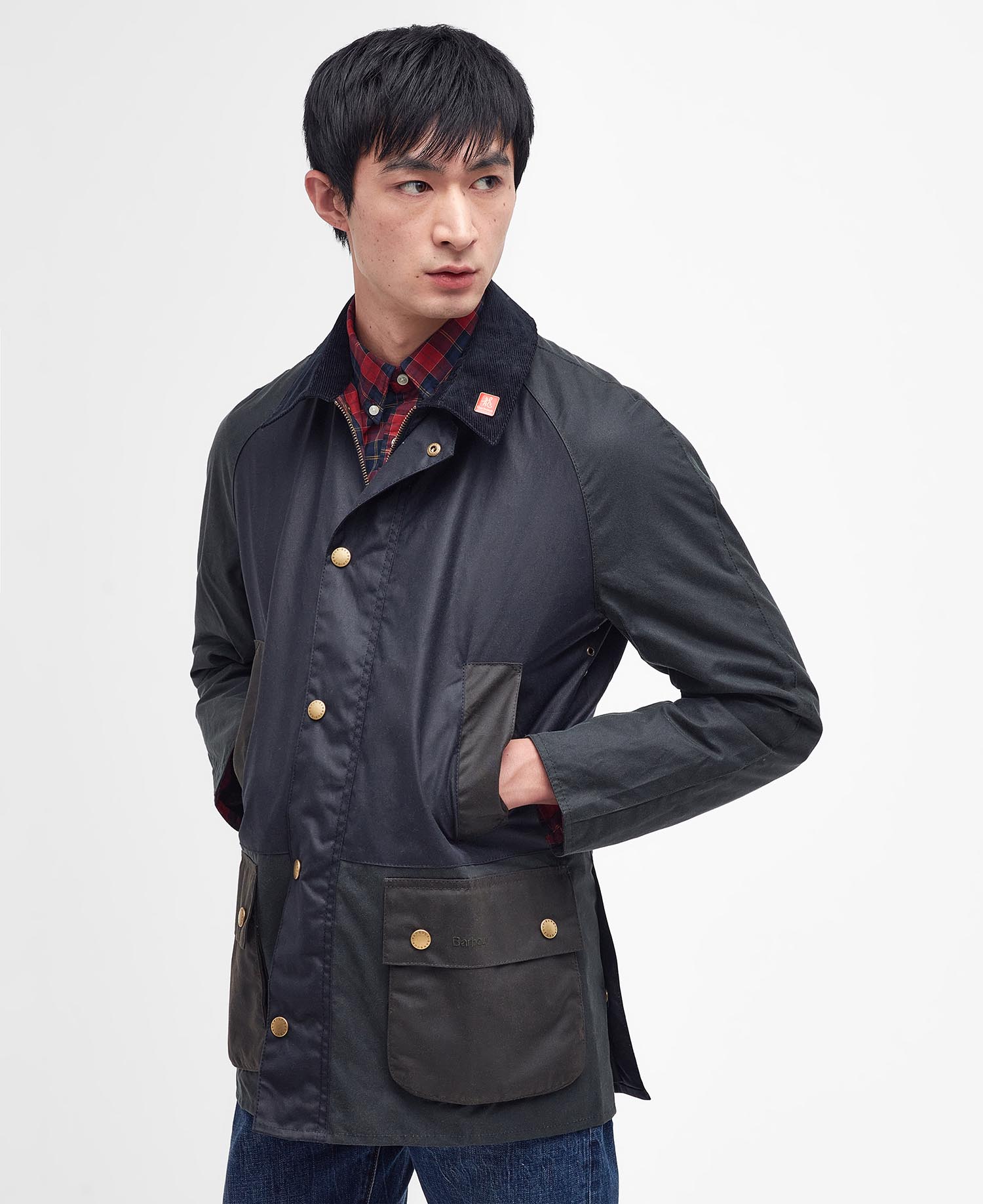 Barbour collared wax jacket - Blue