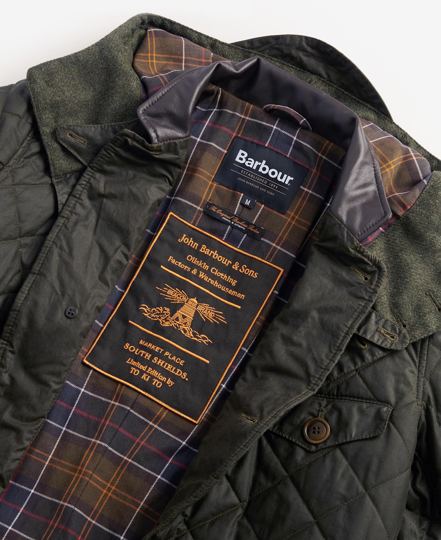 Shop the Barbour x TO KI TO Driving Quilted Waxed Jacket in Green today. Barbour