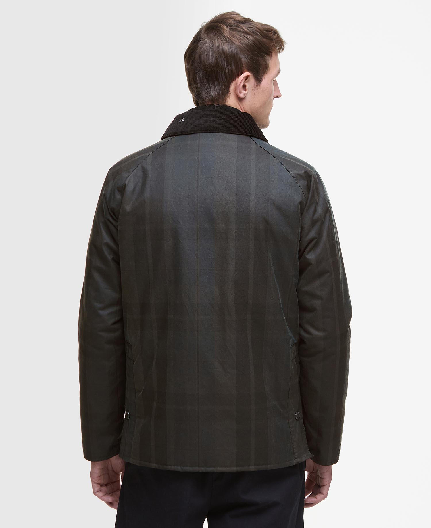 Shop the Barbour Modern Check Bedale Waxed Jacket in Green Shop the Barbour Modern Check Bedale Waxed Jacket in Green