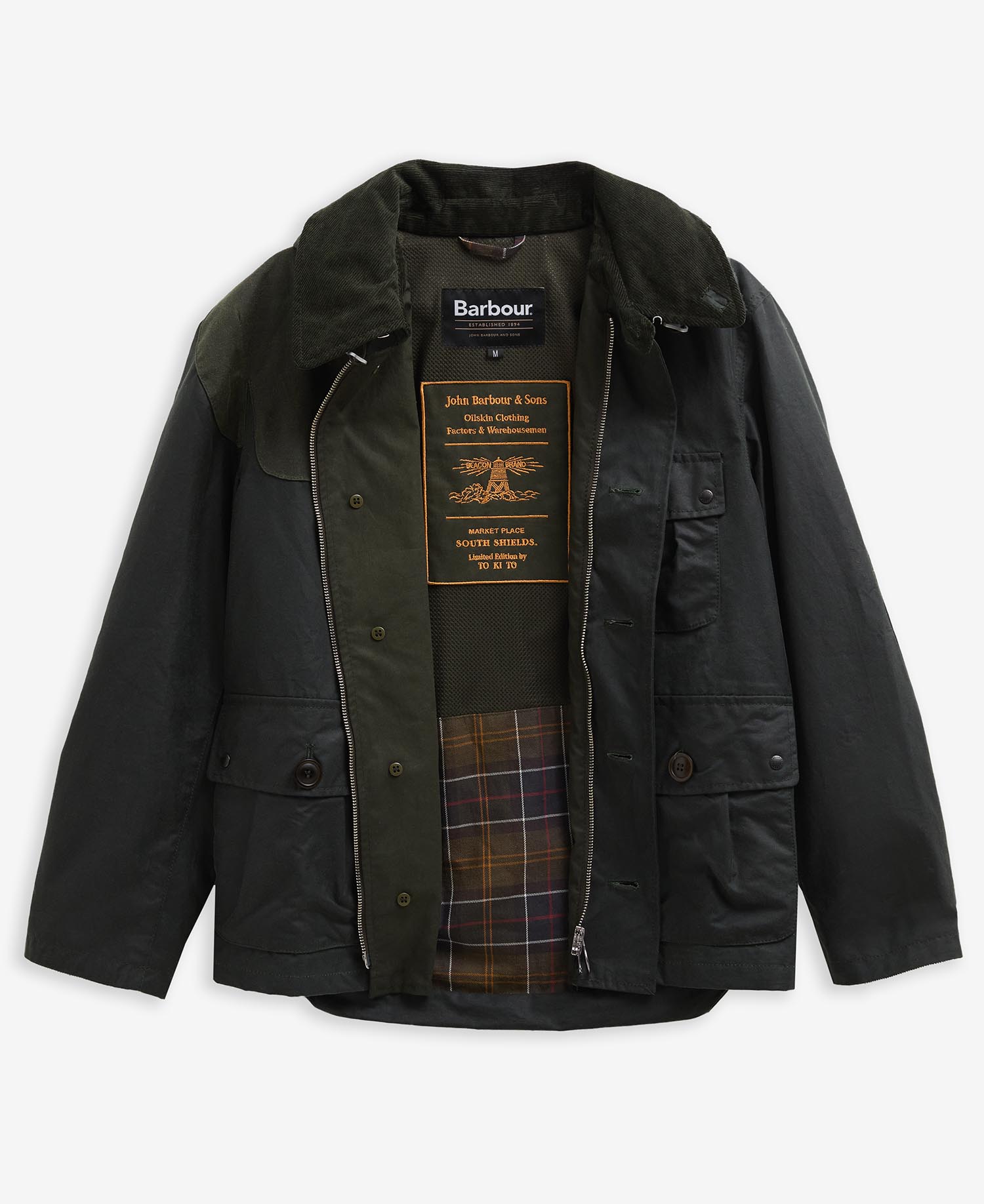 Shop the Barbour x TO KI TO Forest Waxed Jacket in Green