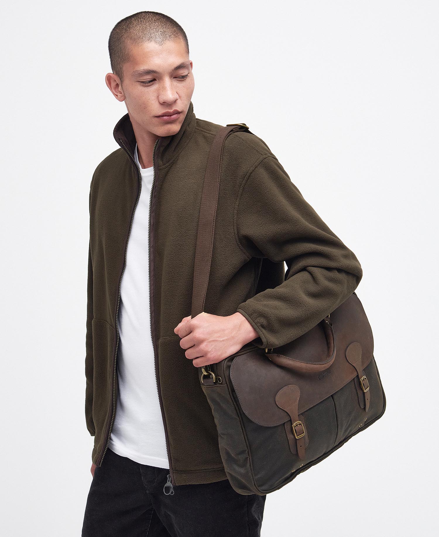 Barbour waxed canvas shop briefcase