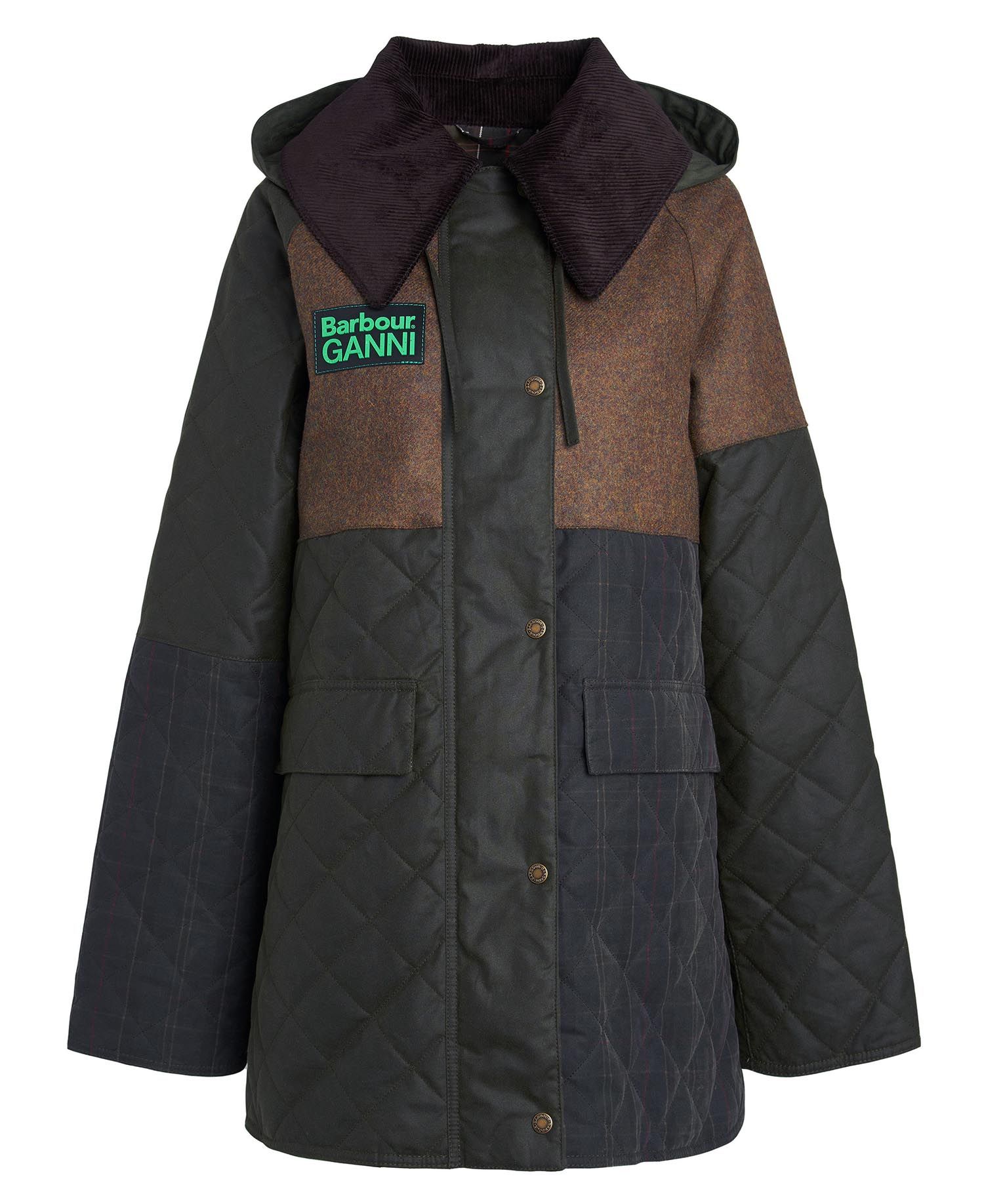 Barbour x GANNI Short Burghley Quilted Wax Jacket