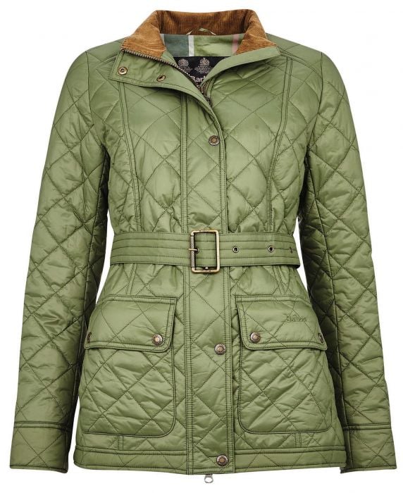 barbour grand belted quilted mid length coat