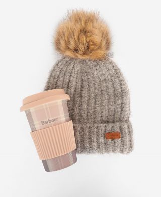 Barbour Travel Mug And Beanie Set