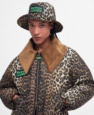 Barbour x GANNI Bucket Hat Waxed Leopard