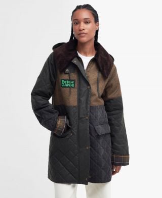 Barbour x GANNI Short Burghley Quilted Wax Jacket