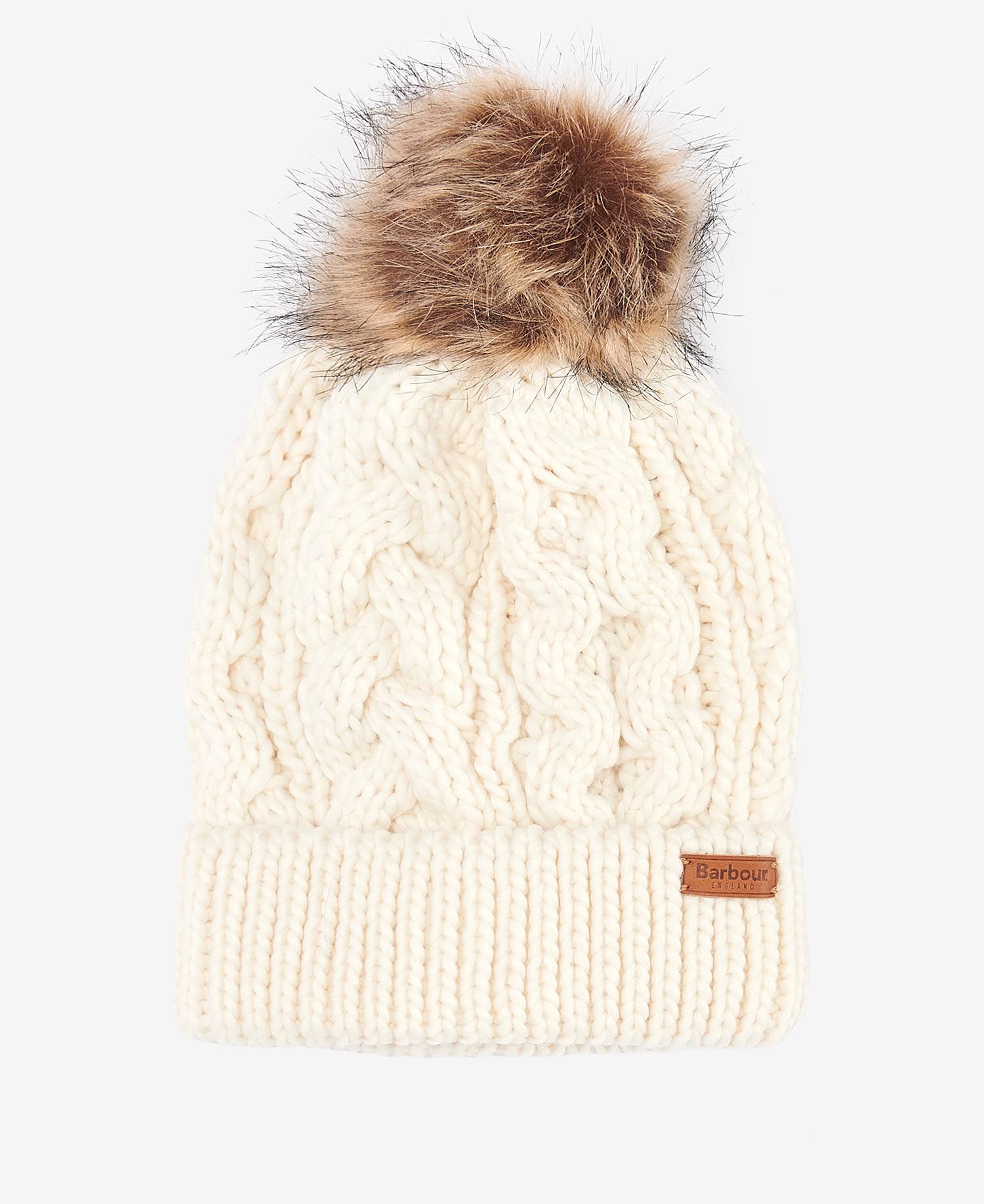 Barbour Penshaw Cable Beanie in White Barbour