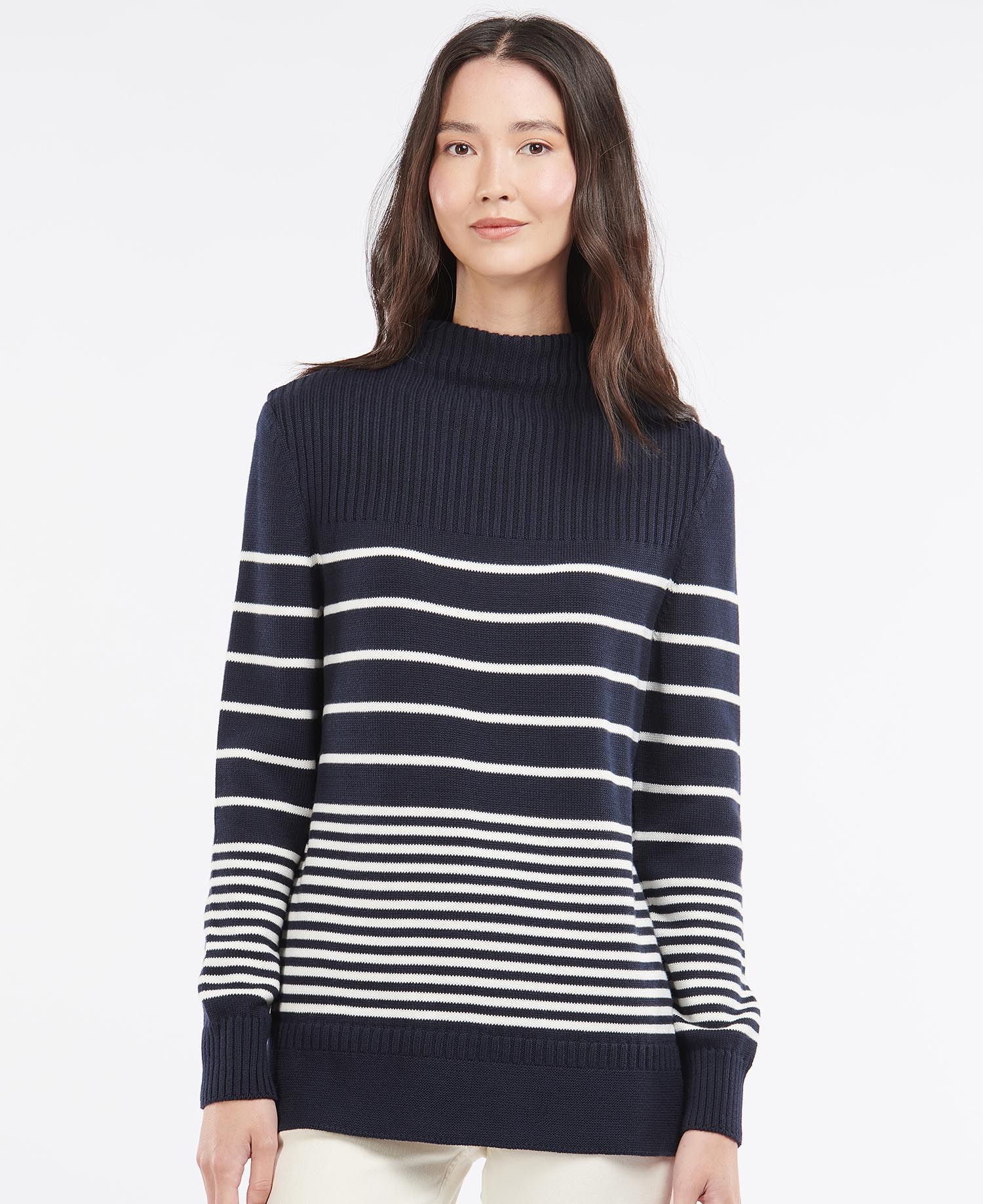 Shop the Barbour Stripe Guernsey Knit in Navy Barbour