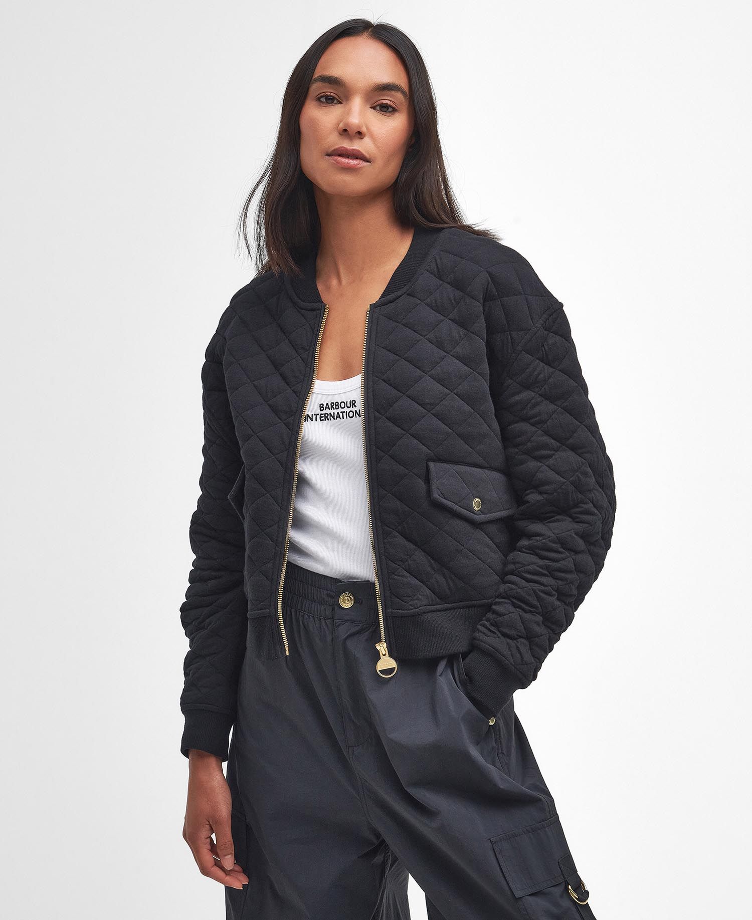 Shop the Alicia Quilted Bomber Jacket in Black today. Barbour