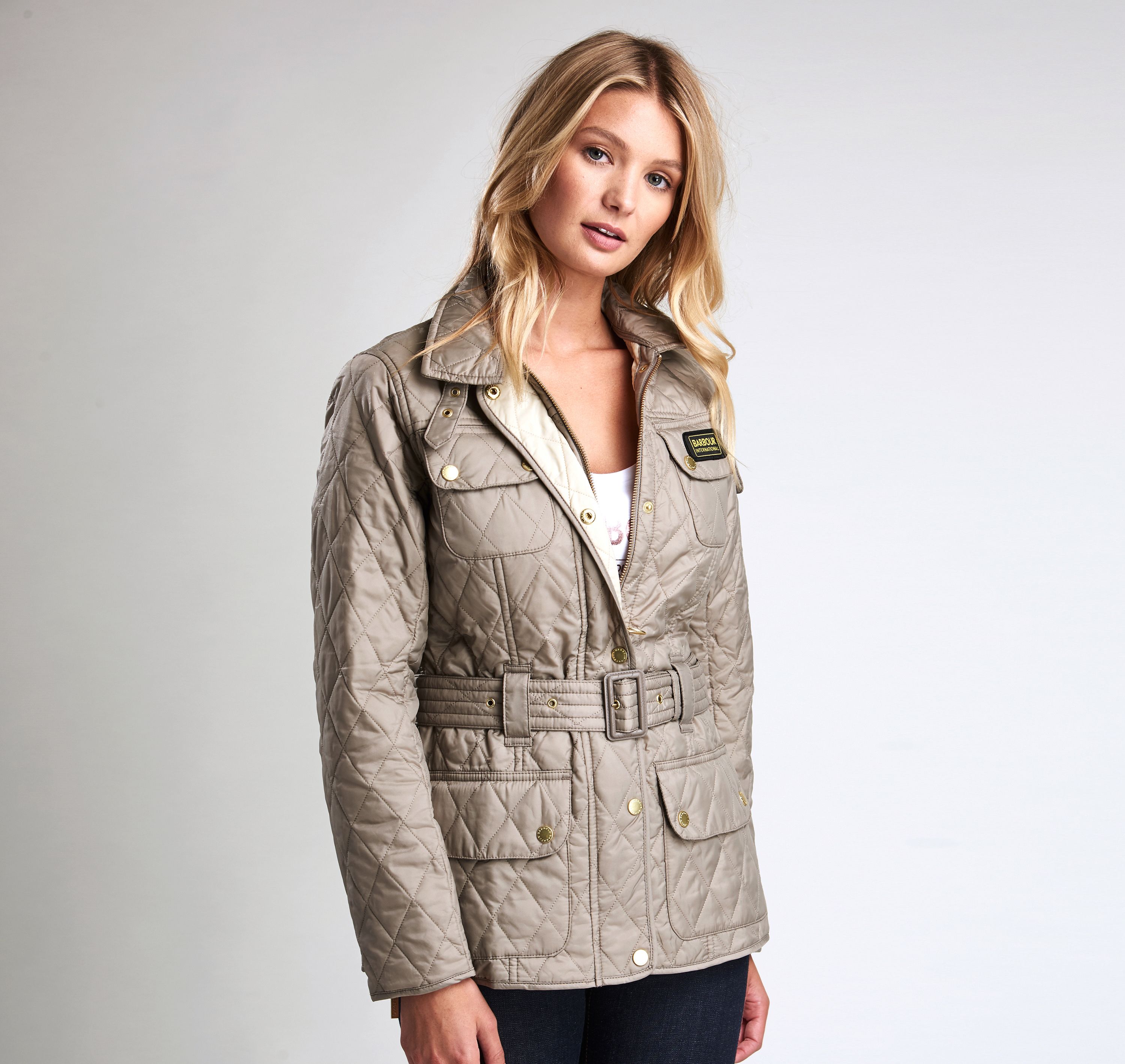 Barbour international turbo shop quilted jacket latte