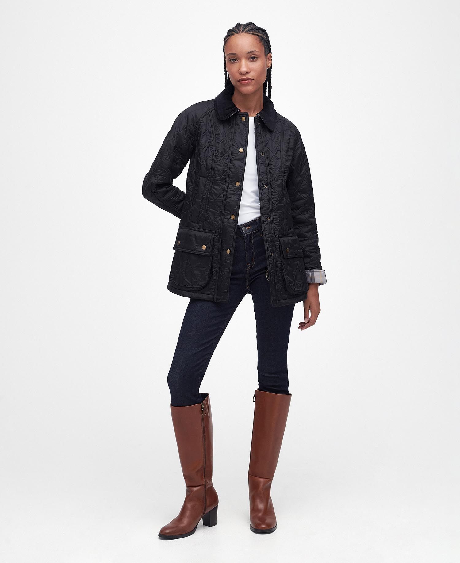Barbour Beadnell Polarquilt in Black Black Barbour