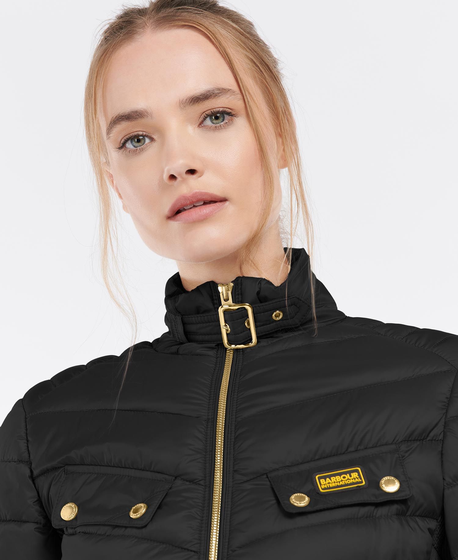 B.Intl Gleann Quilted Jacket in Black Barbour