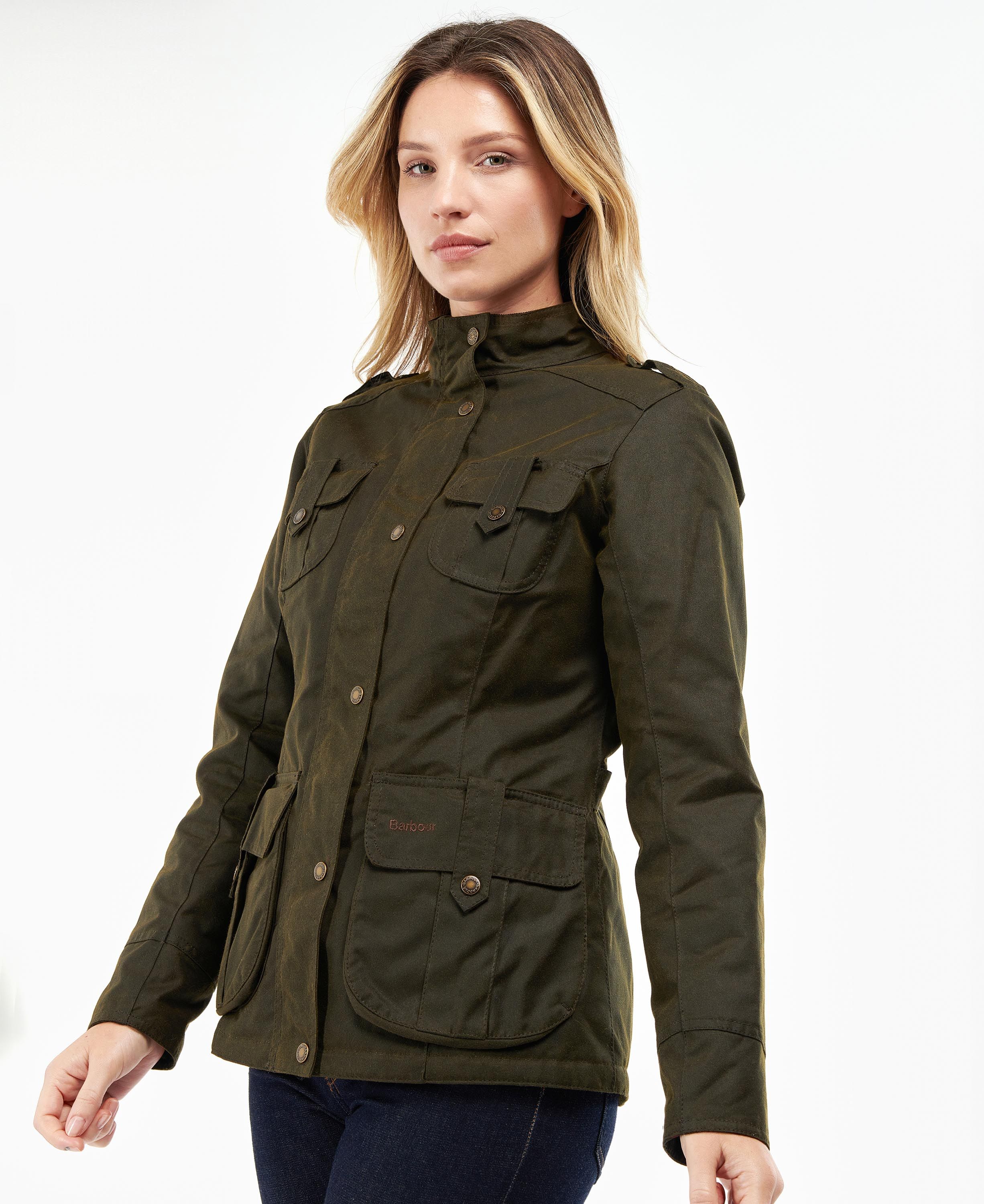 Barbour Women's Winter Defence Wax Jacket - 6 - Olive / Classic