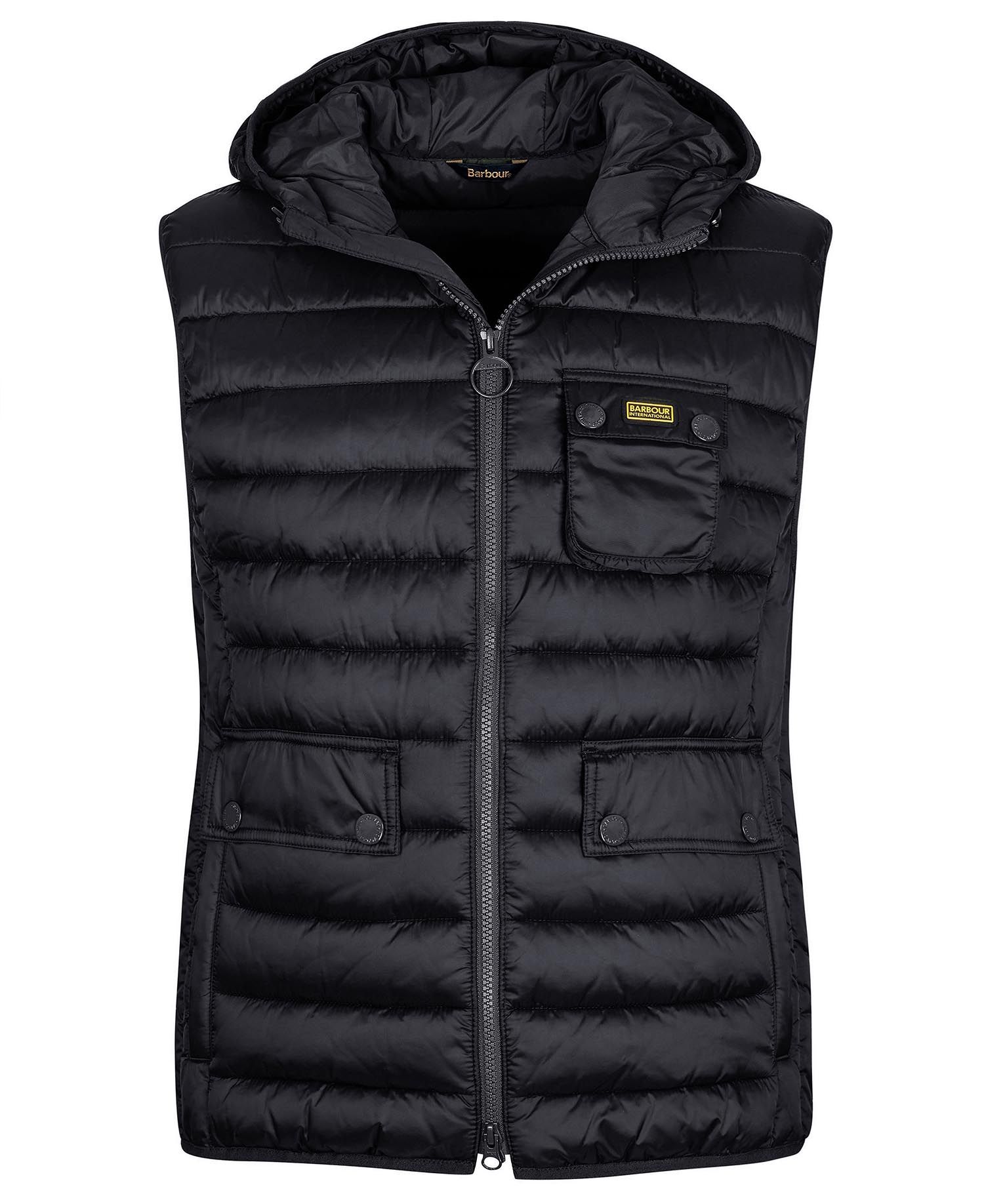 B.Intl Ousten Hooded Gilet in Black Barbour