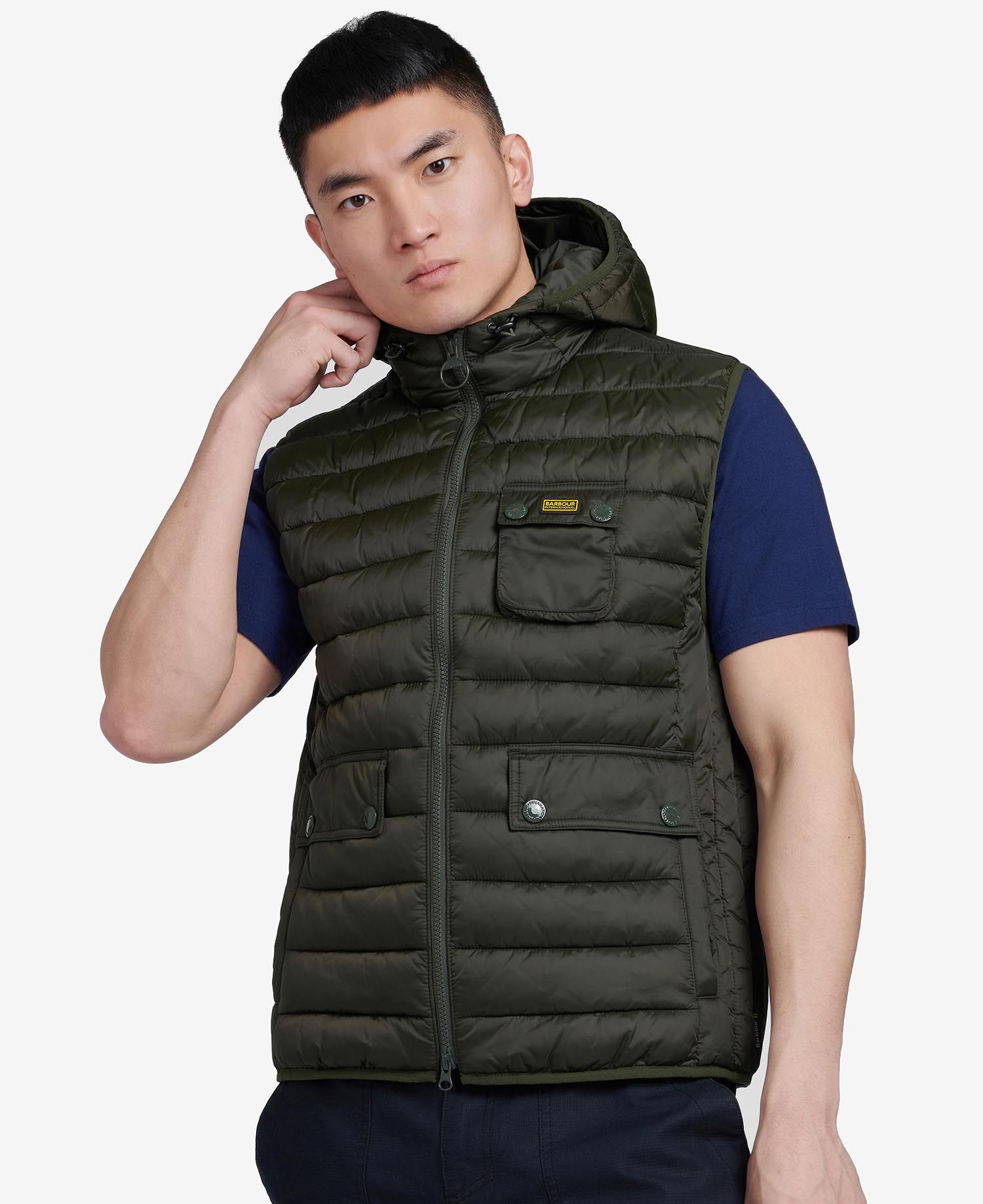 Shop the B.Intl Ousten Hooded Gilet in Sage Barbour
