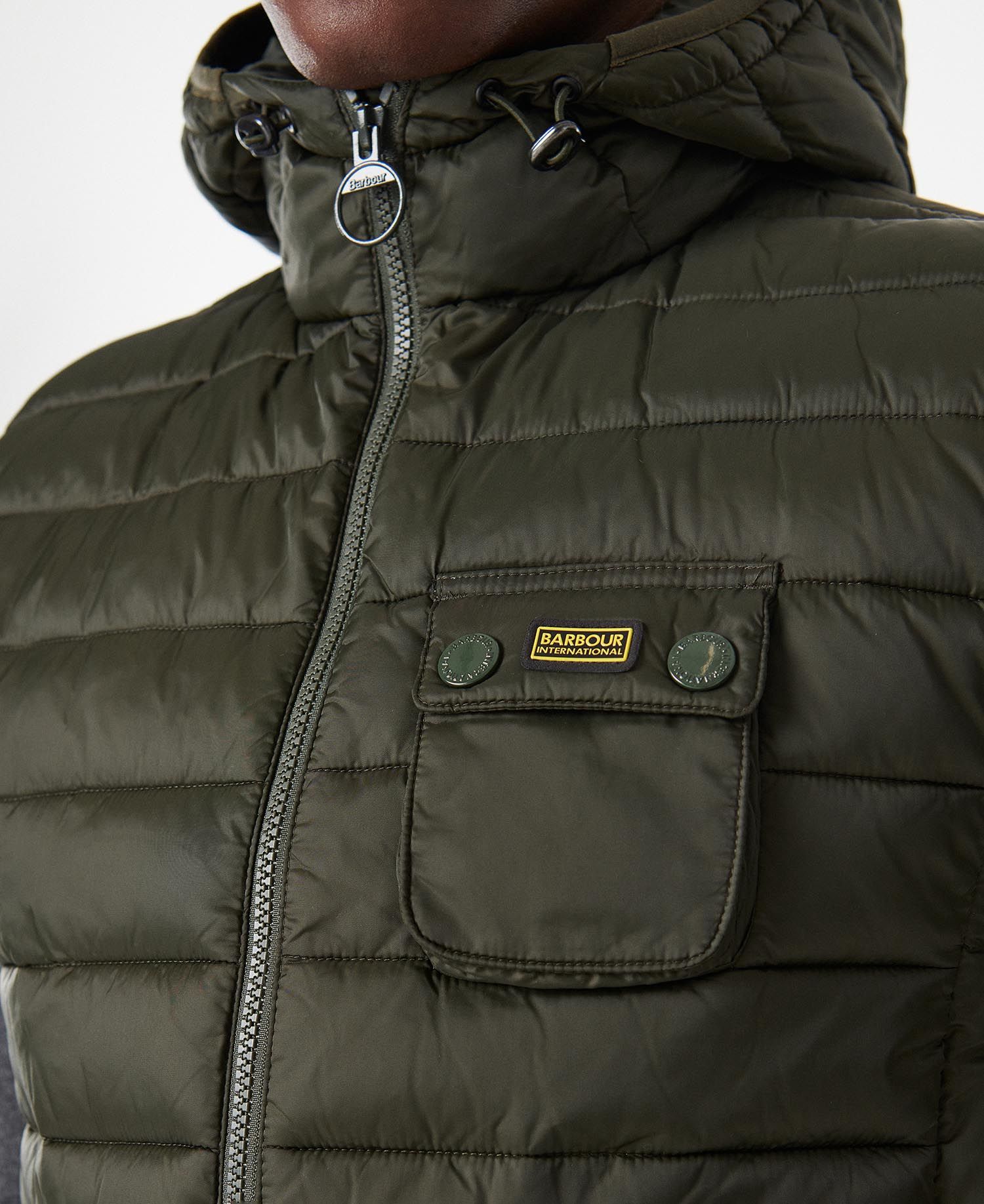 Shop the B.Intl Ousten Hooded Gilet in Sage Barbour
