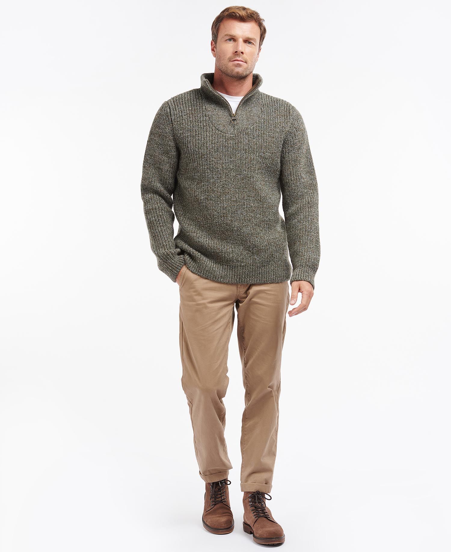 Barbour New Tyne Half Zip in Derby Tweed Barbour