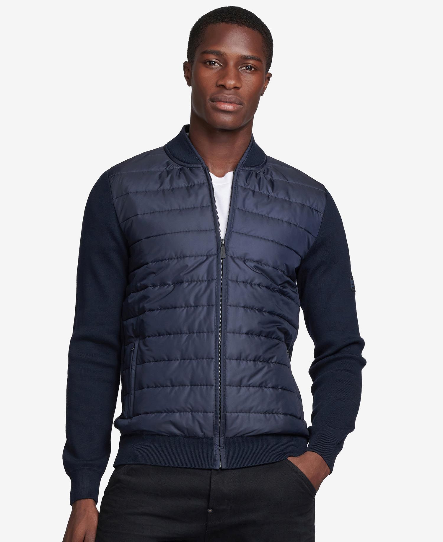 Shop the B.Intl Baffle Zip Through Sweatshirt in Navy Barbour