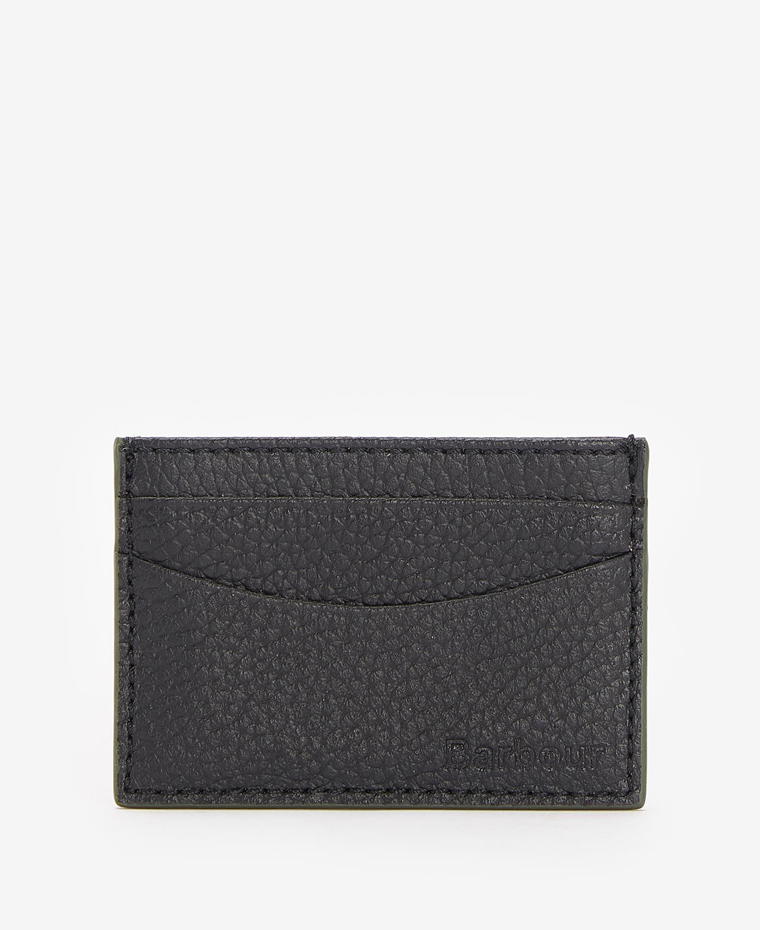 Barbour Grain Leather Card Holder in Black Barbour