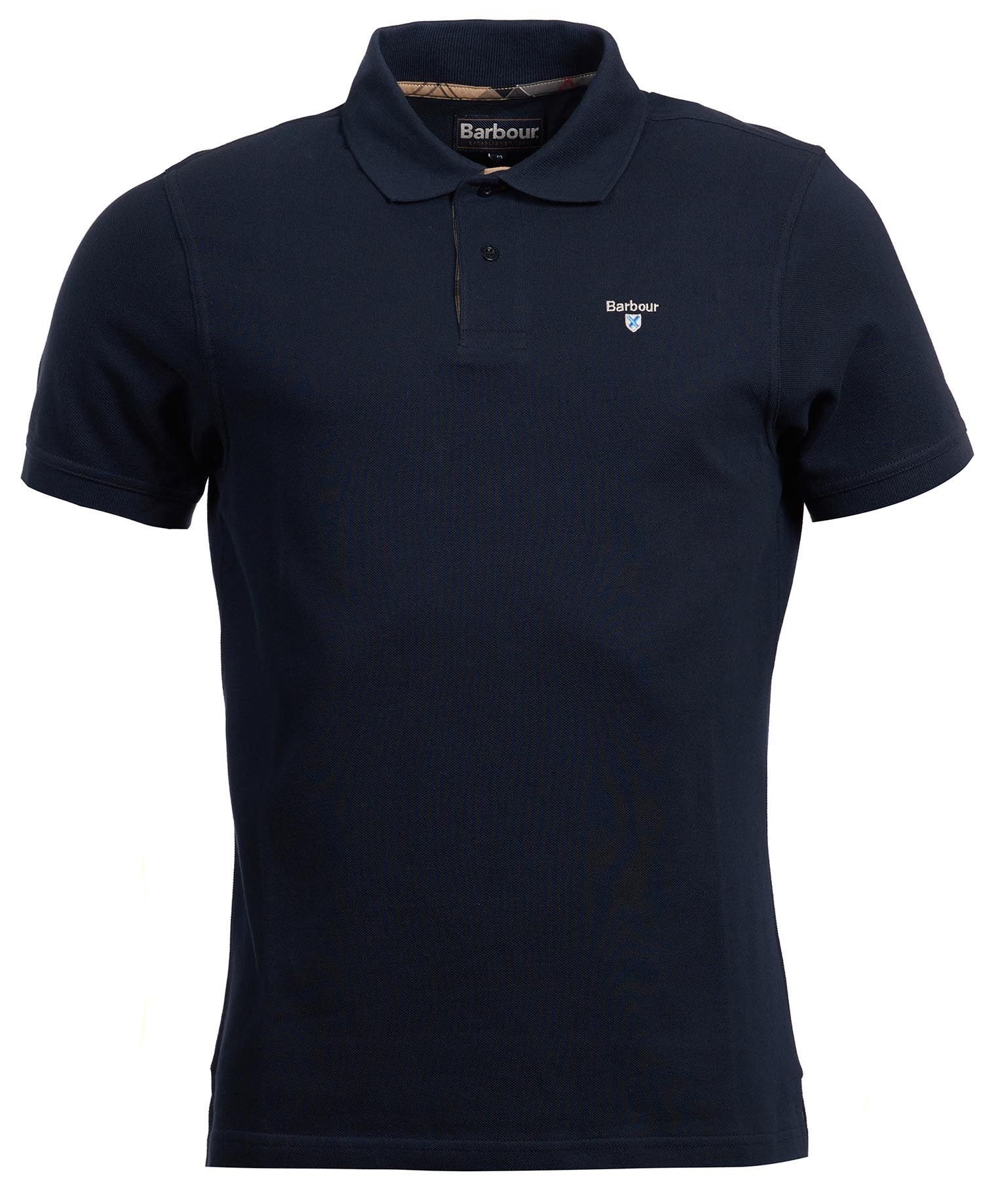 Barbour Tartan Pique Polo Shirt in Navy | Barbour