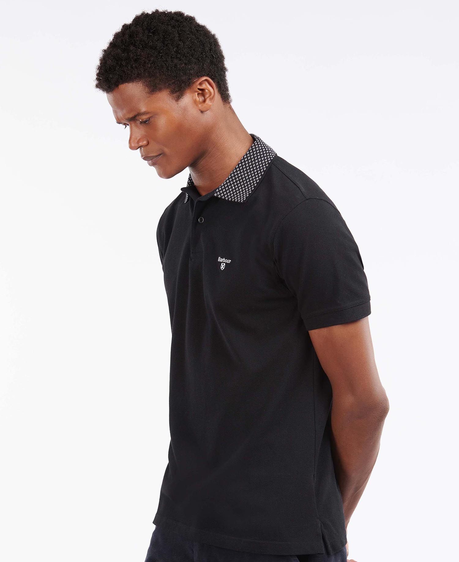 Shop the Barbour Bothain Polo Shirt in Black Barbour
